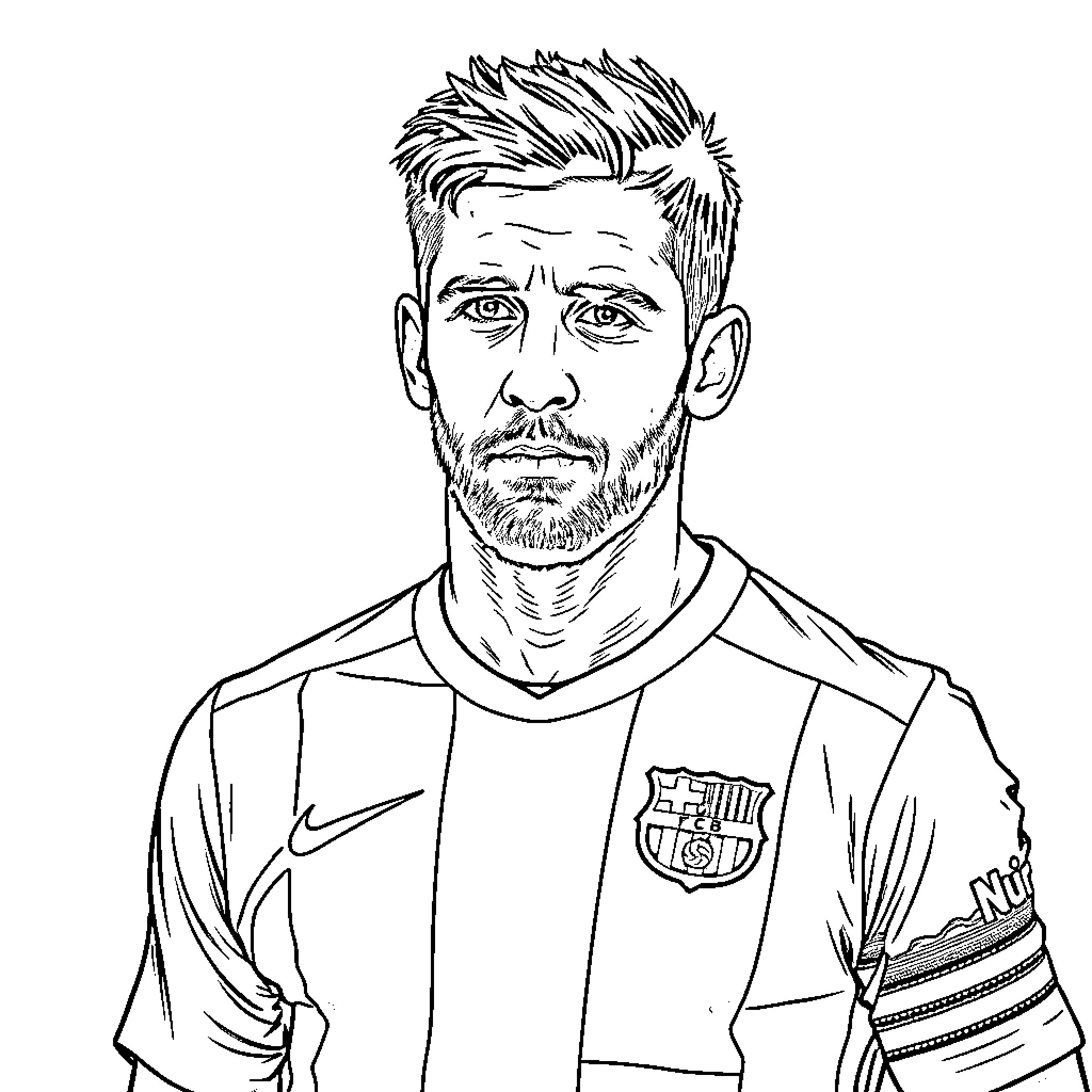 Pau Portrait of a man in sports uniform Coloring Page (free black-and-white line drawing printable PDF for all, from beginners to advanced learners, including children, teens, adults, and seniors)