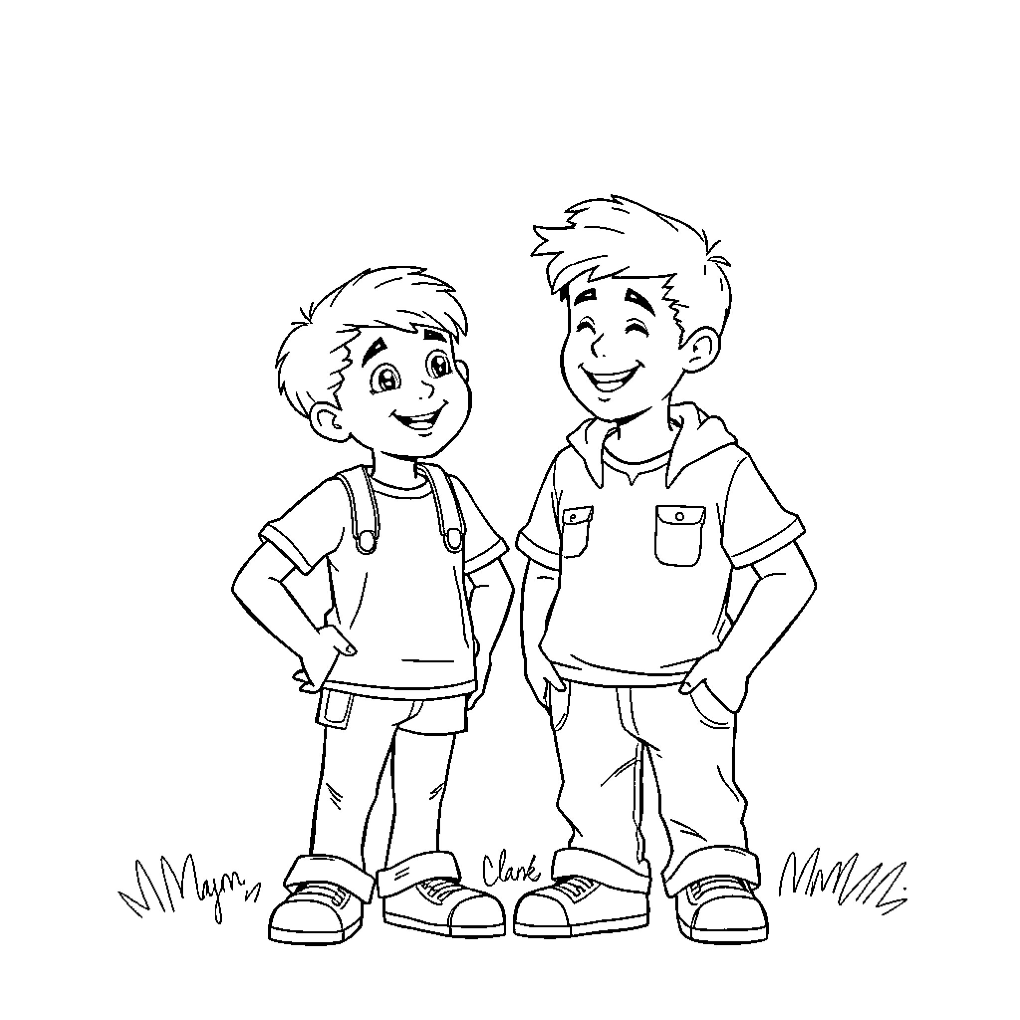 Finn and Jake Enjoying Adventure Together Coloring Page (free black-and-white line drawing printable PDF for all, from beginners to advanced learners, including children, teens, adults, and seniors)