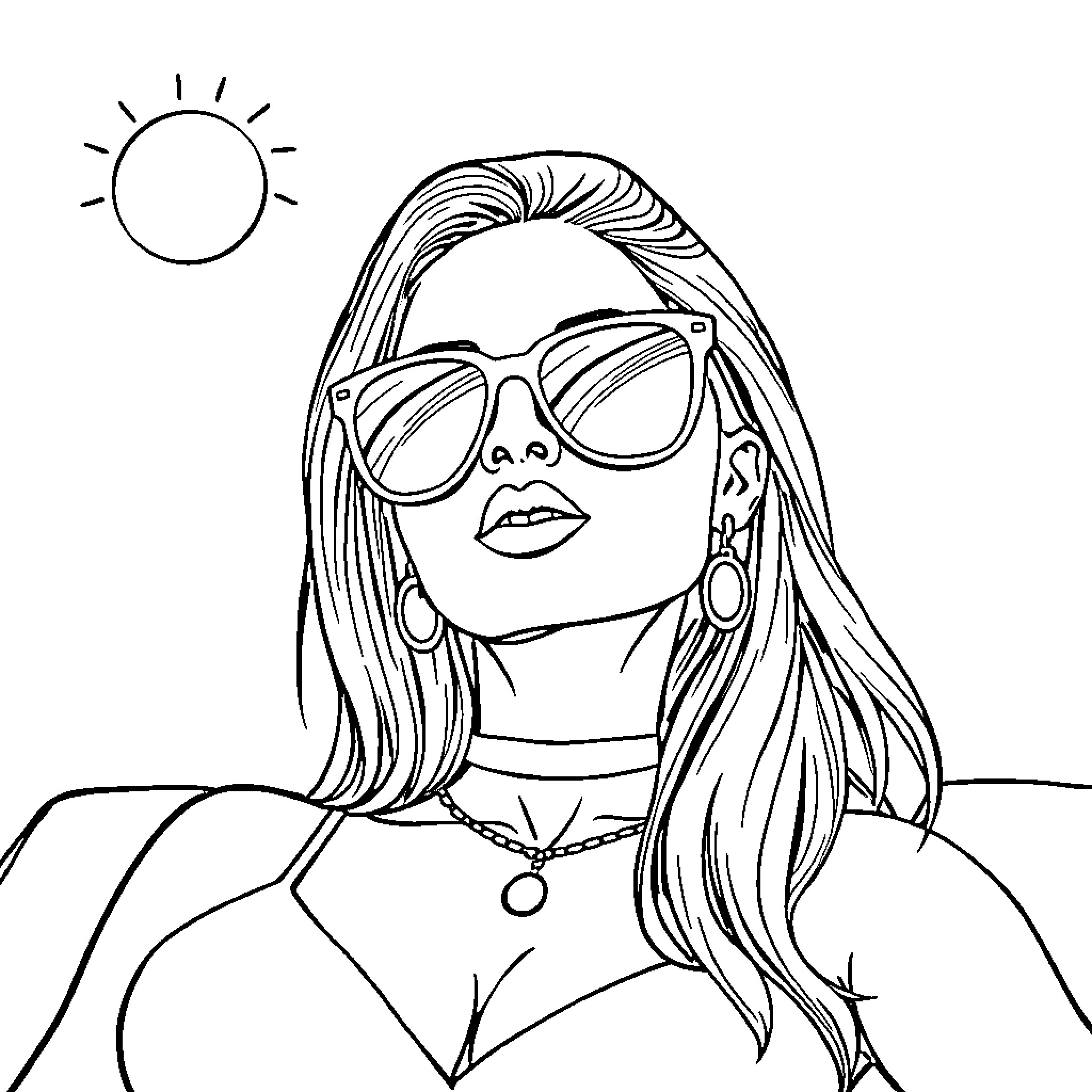 Biene Maja enjoying a sunny day Coloring Page (free black-and-white line drawing printable PDF for all, from beginners to advanced learners, including children, teens, adults, and seniors)