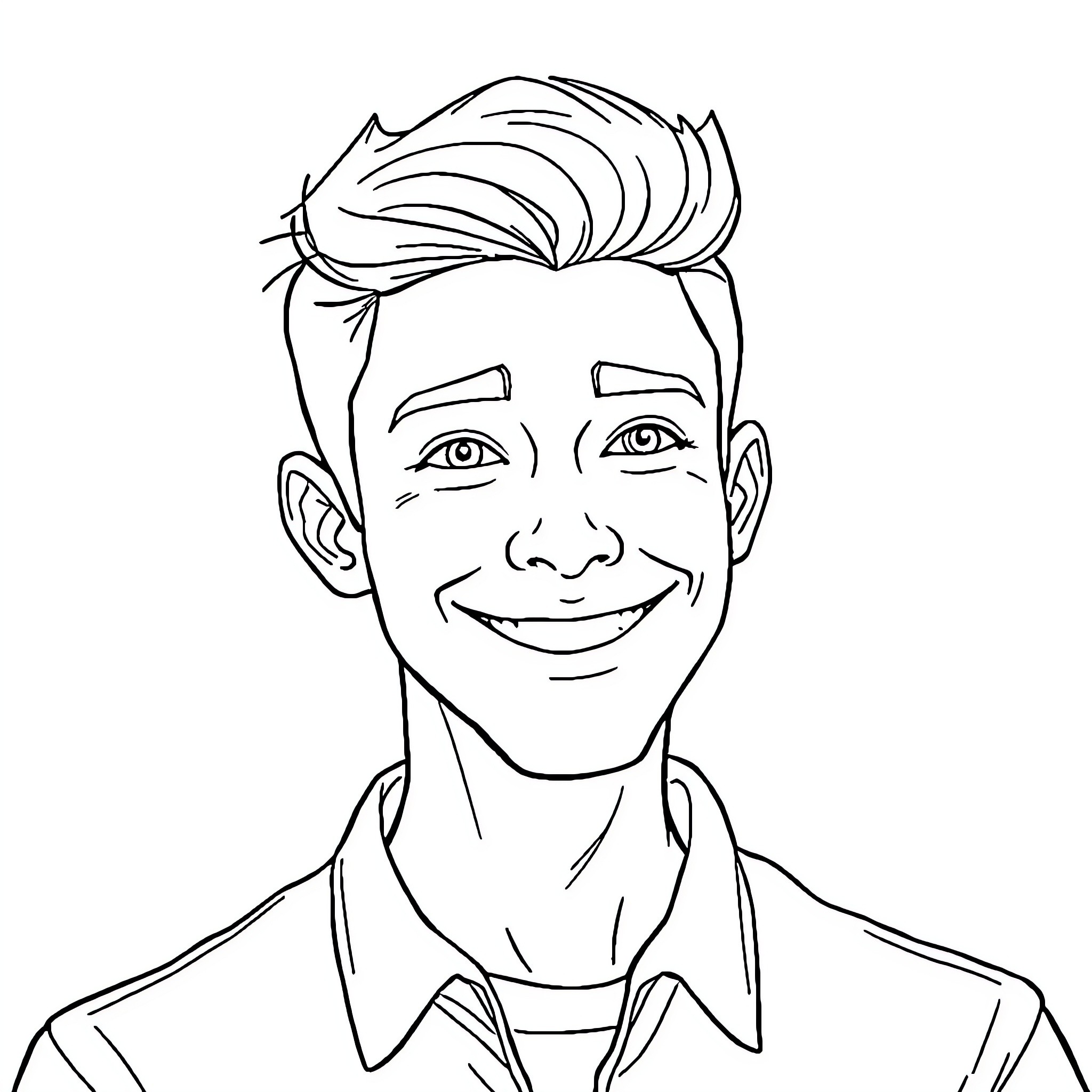 Cow with a friendly expression Coloring Page (free black-and-white line drawing printable PDF for all, from beginners to advanced learners, including children, teens, adults, and seniors)