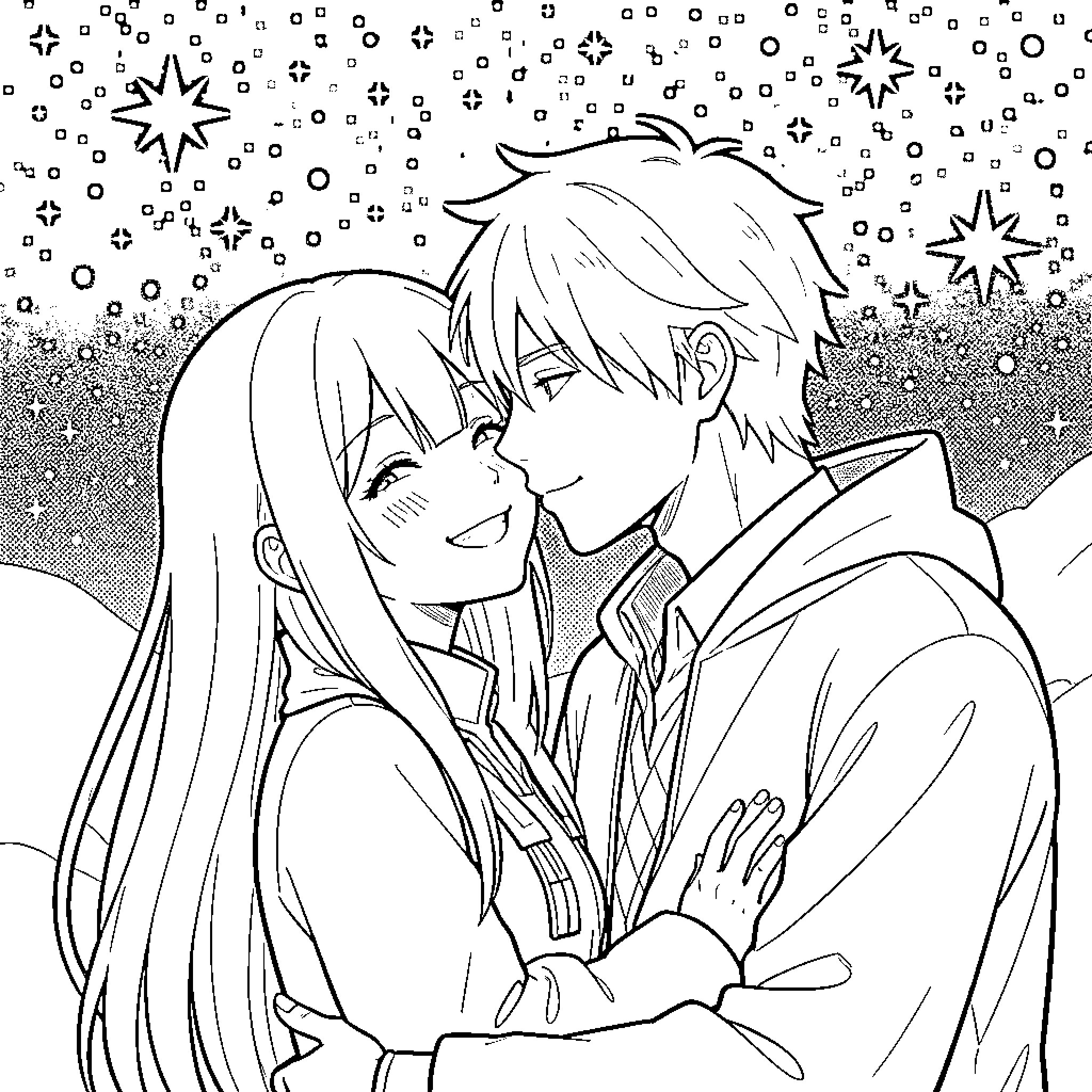 Nezuko's Enchanting Winter Wonderland Coloring Page (free black-and-white line drawing printable PDF for all, from beginners to advanced learners, including children, teens, adults, and seniors)