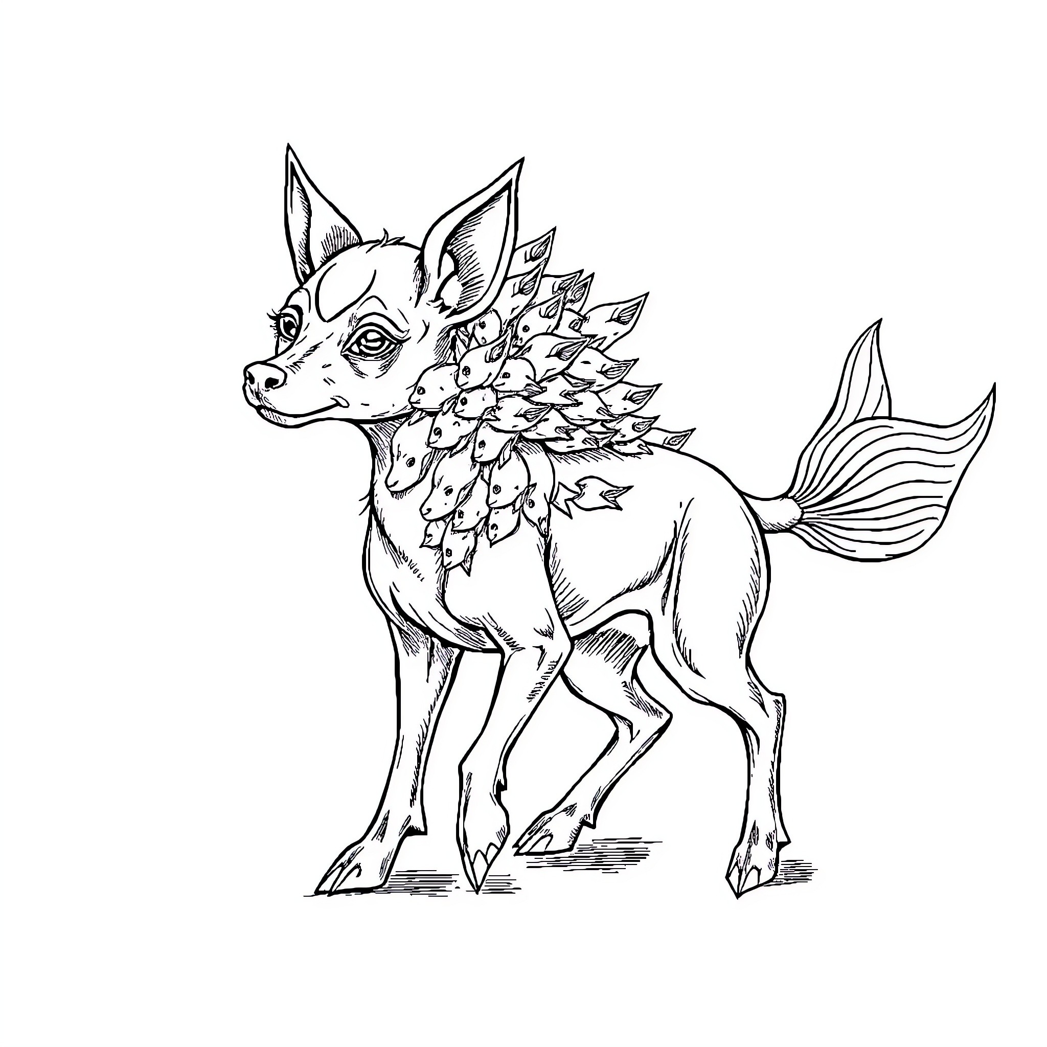 Chihuahua with Elaborate Floral Adornments Coloring Page (free black-and-white line drawing printable PDF for all, from beginners to advanced learners, including children, teens, adults, and seniors)