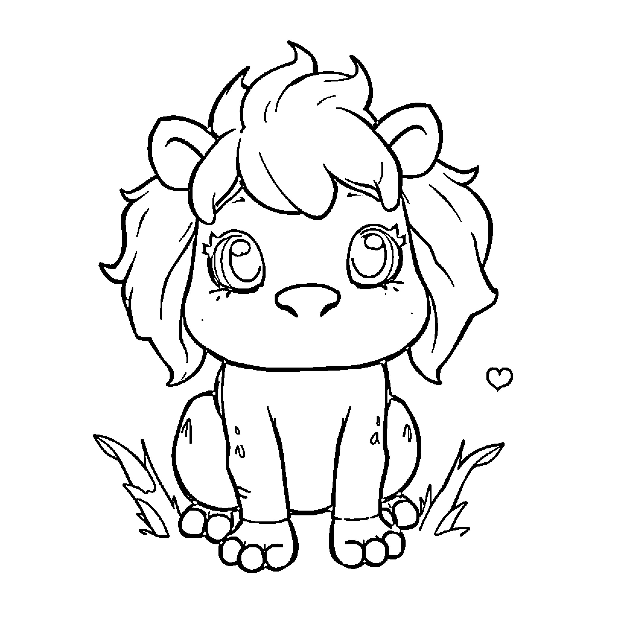 Child with adorable furry creature Coloring Page (free black-and-white line drawing printable PDF for all, from beginners to advanced learners, including children, teens, adults, and seniors)