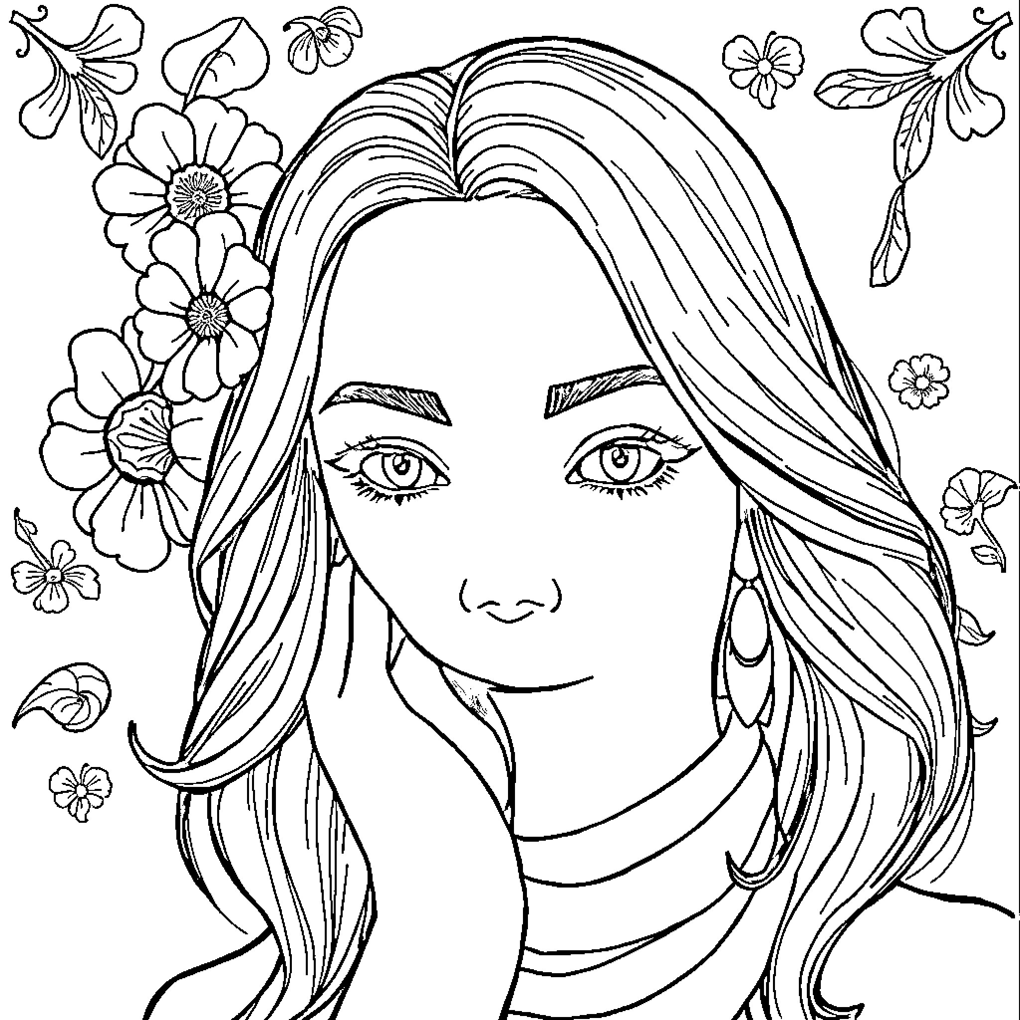 Lunch with a Floral Delight Coloring Page (free black-and-white line drawing printable PDF for all, from beginners to advanced learners, including children, teens, adults, and seniors)