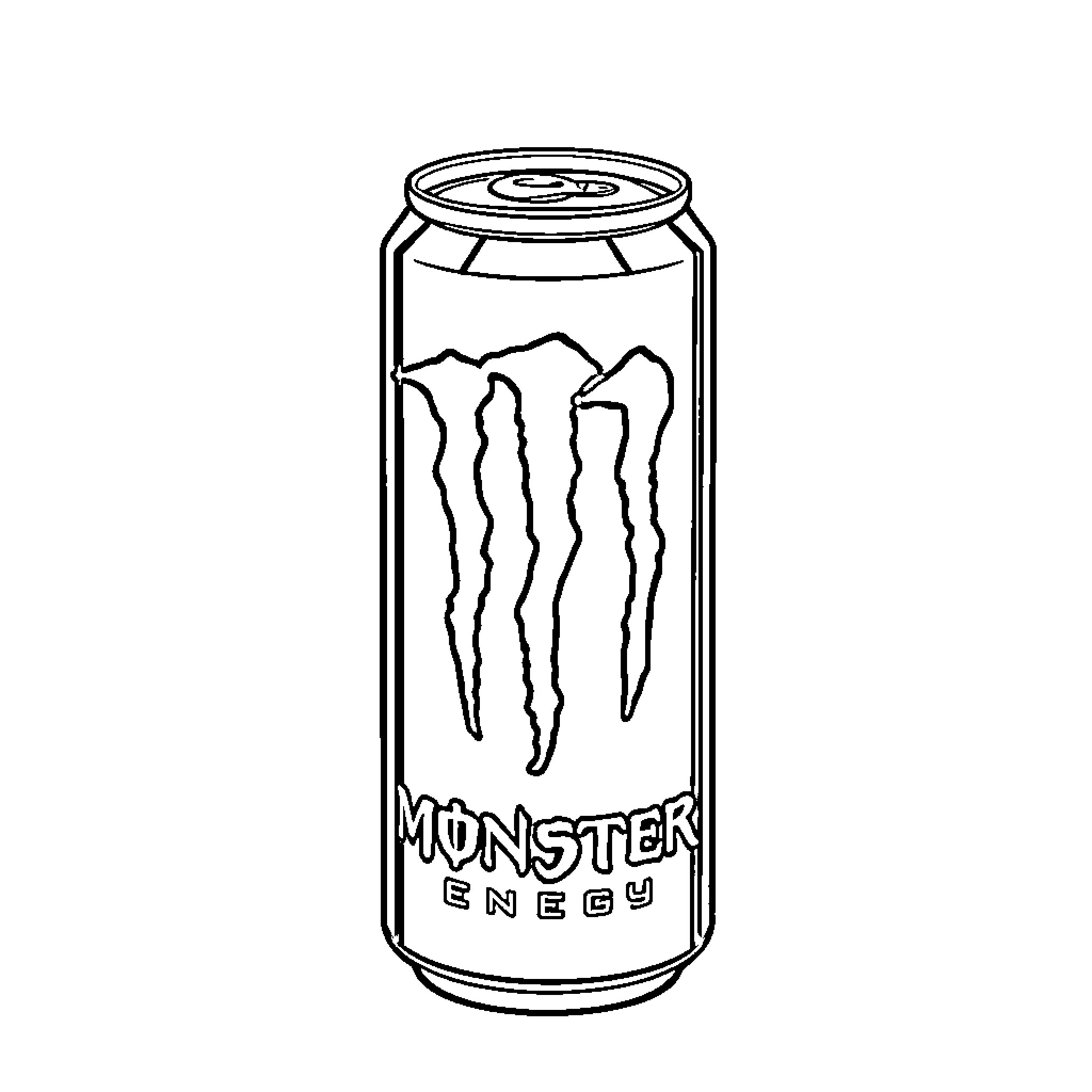 Monster Energy drink can Coloring Page (free black-and-white line drawing printable PDF for all, from beginners to advanced learners, including children, teens, adults, and seniors)