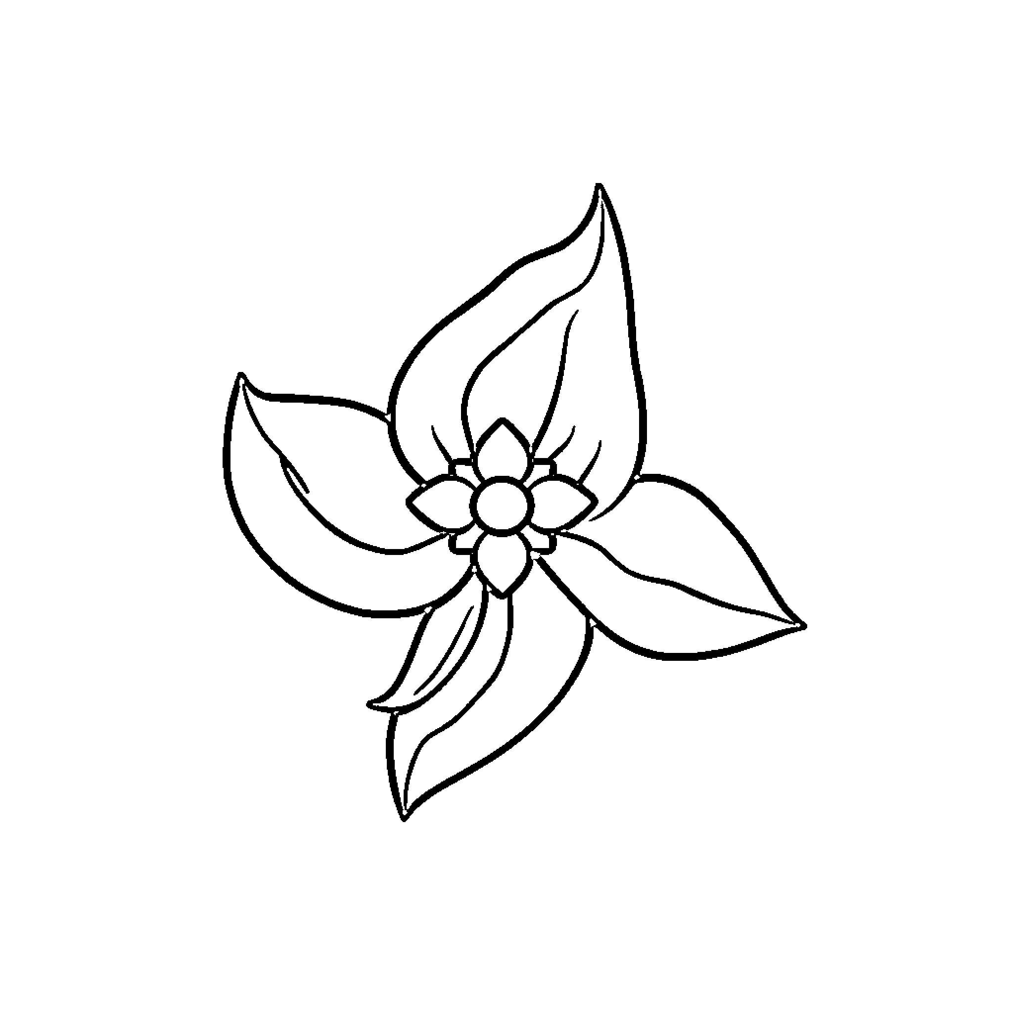 Icon of a Stylized Flower Illustration Coloring Page (free black-and-white line drawing printable PDF for all, from beginners to advanced learners, including children, teens, adults, and seniors)
