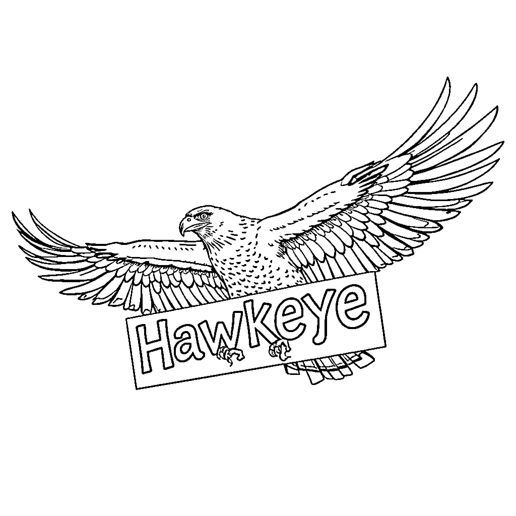 Hawk carrying banner with emblem Coloring Page (free black-and-white line drawing printable PDF for all, from beginners to advanced learners, including children, teens, adults, and seniors)