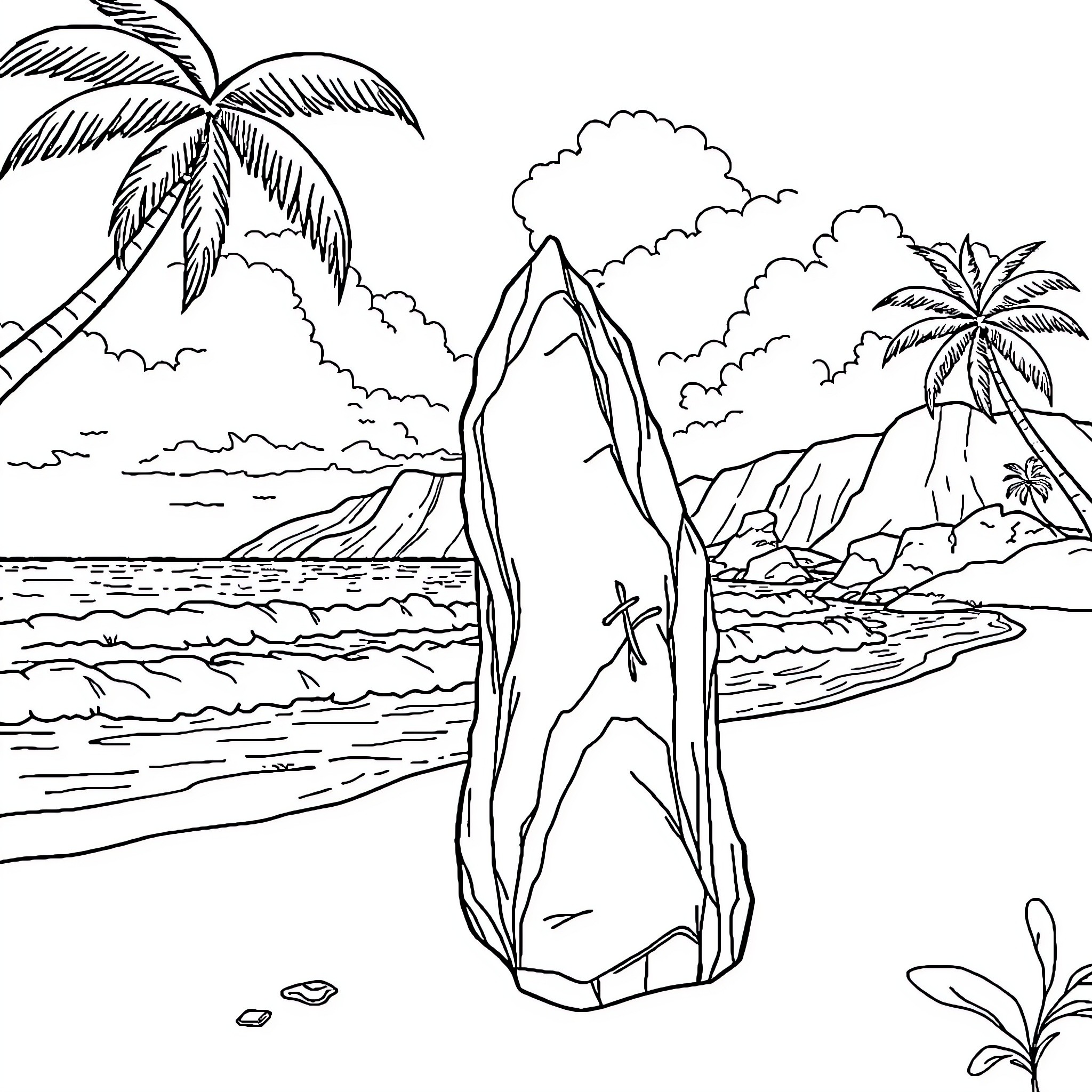Bretman Rock's Tropical Island Adventure Coloring Page (free black-and-white line drawing printable PDF for all, from beginners to advanced learners, including children, teens, adults, and seniors)