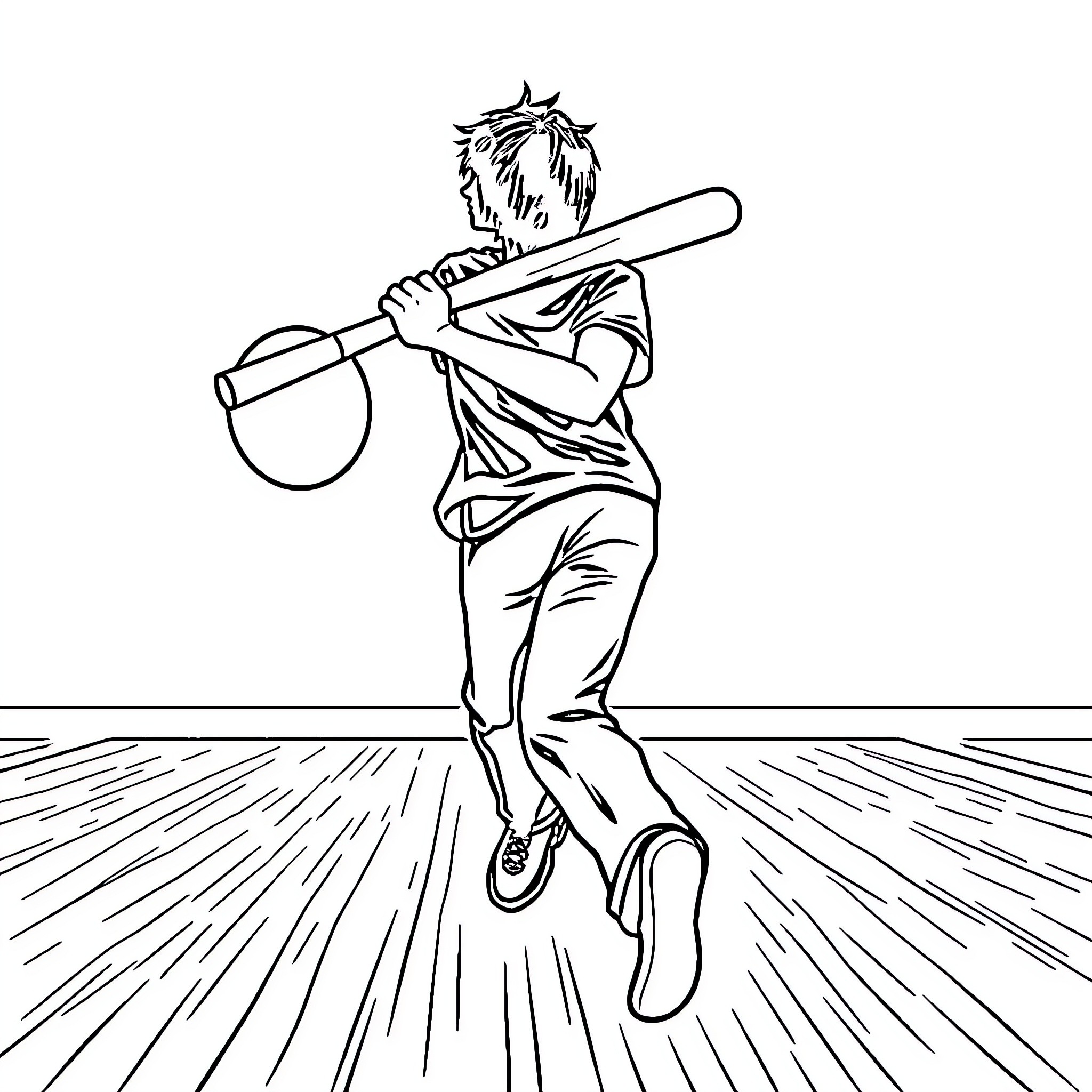 Bowling player in action during game Coloring Page (free black-and-white line drawing printable PDF for all, from beginners to advanced learners, including children, teens, adults, and seniors)