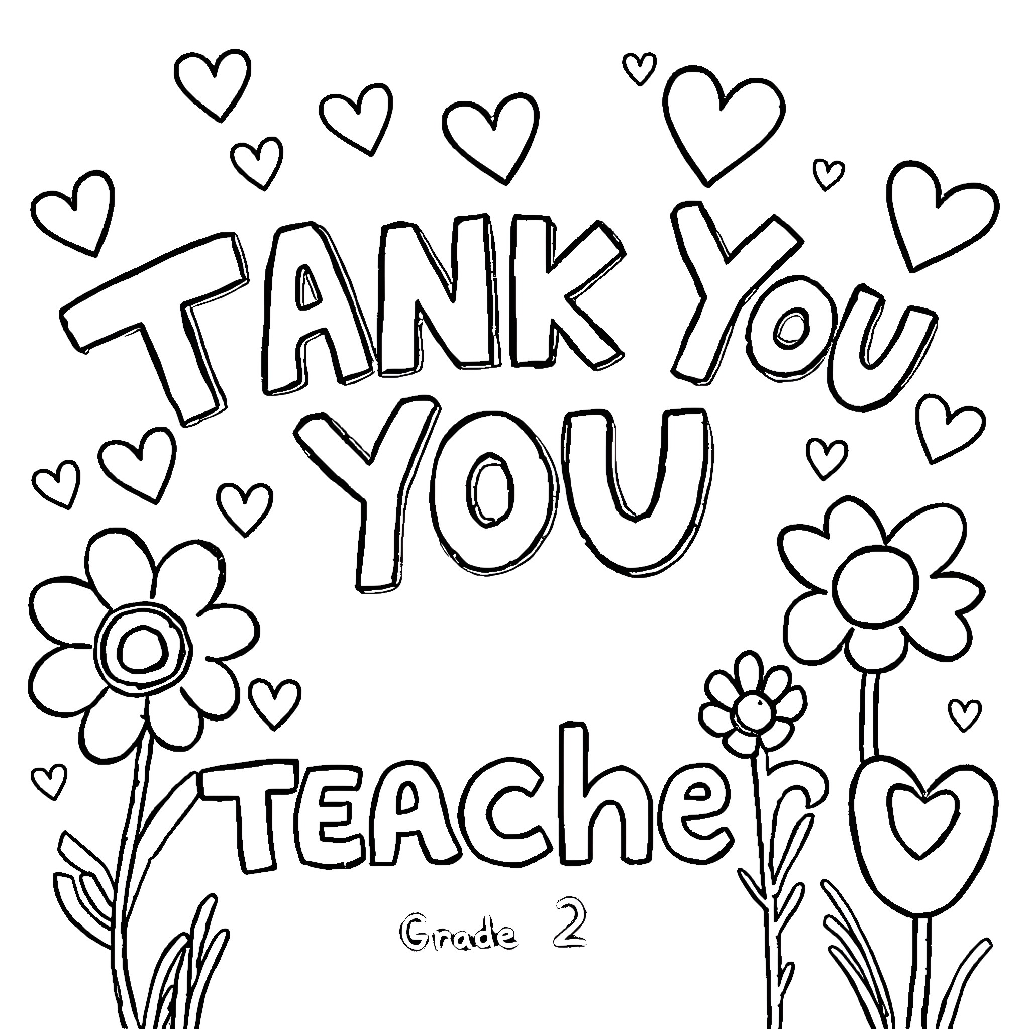 Thank You Card with Floral Doodles and Heartfelt Message Coloring Page (free black-and-white line drawing printable PDF for all, from beginners to advanced learners, including children, teens, adults, and seniors)