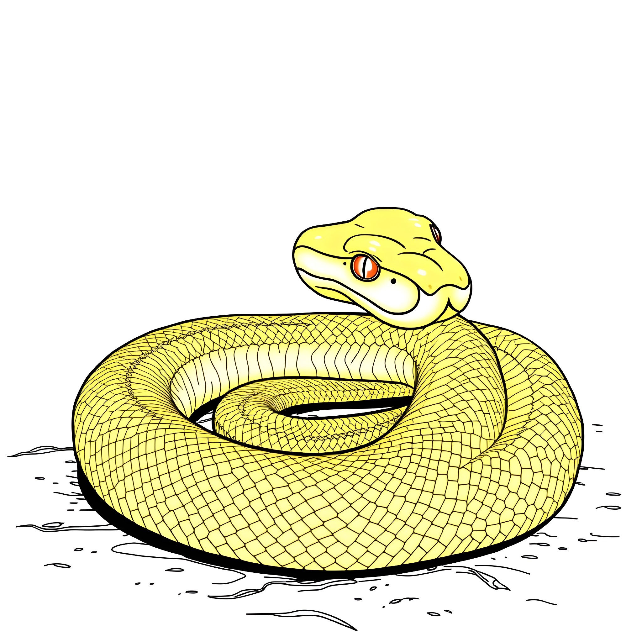 Viper coiled and ready to strike Coloring Page (free black-and-white line drawing printable PDF for all, from beginners to advanced learners, including children, teens, adults, and seniors)