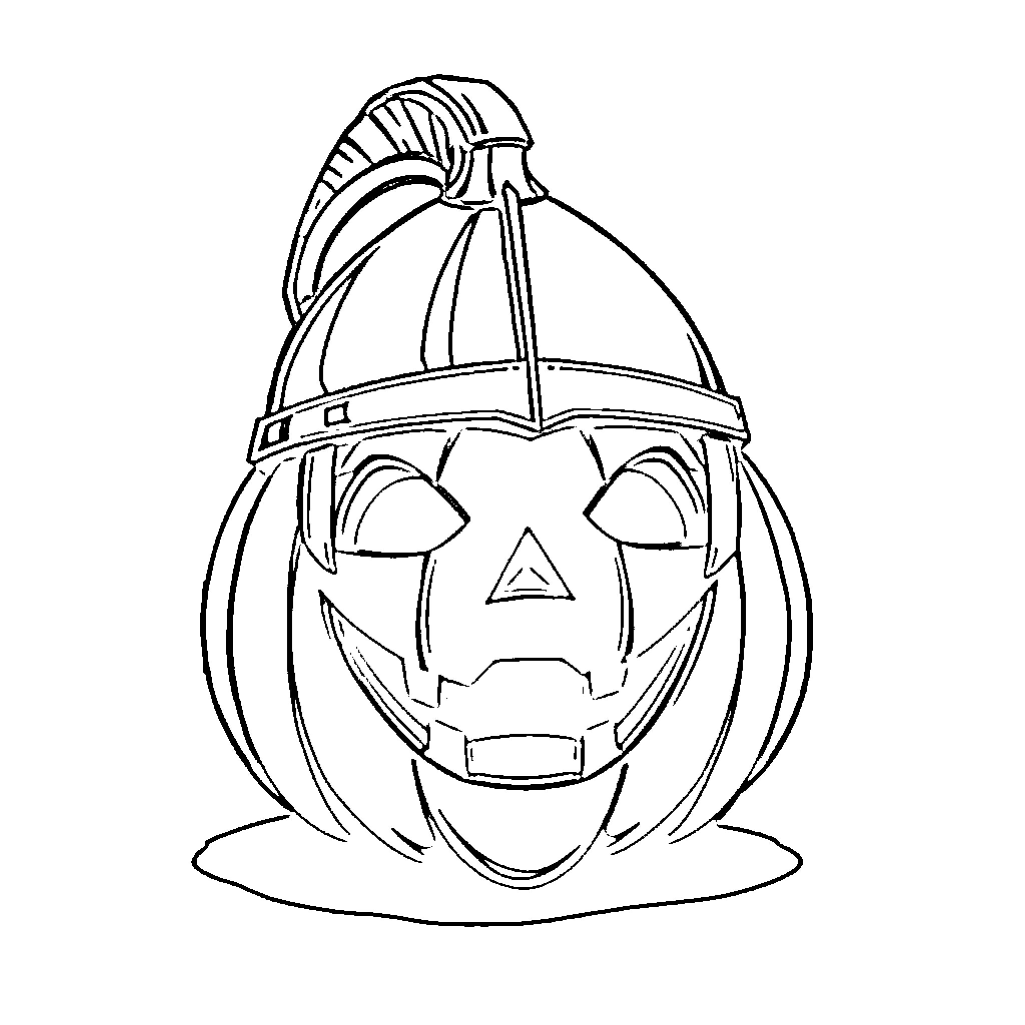 Pumpkin with Smiling Jack-o'-lantern Face Coloring Page (free black-and-white line drawing printable PDF for all, from beginners to advanced learners, including children, teens, adults, and seniors)