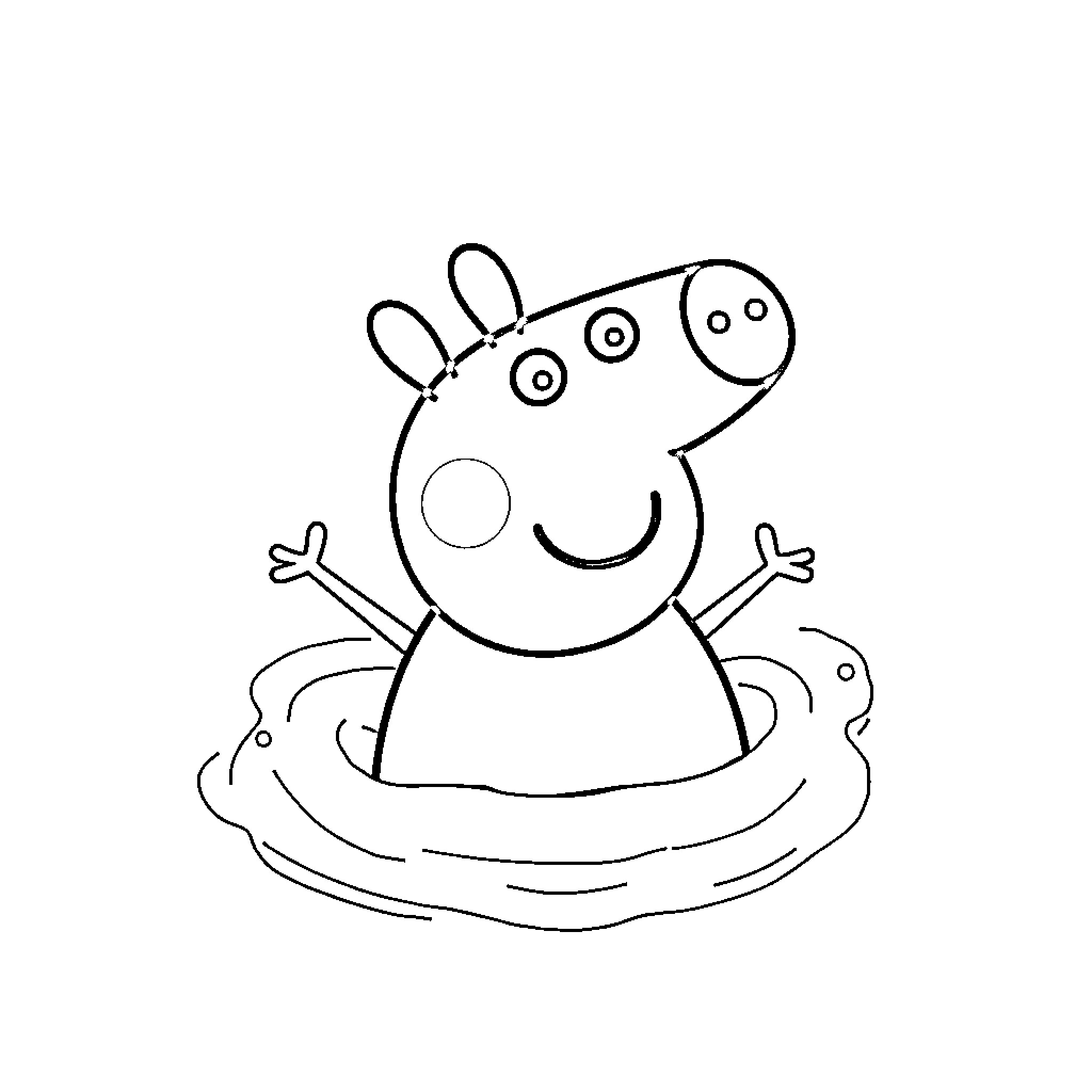 Peppa Pig enjoying a playful day Coloring Page (free black-and-white line drawing printable PDF for all, from beginners to advanced learners, including children, teens, adults, and seniors)