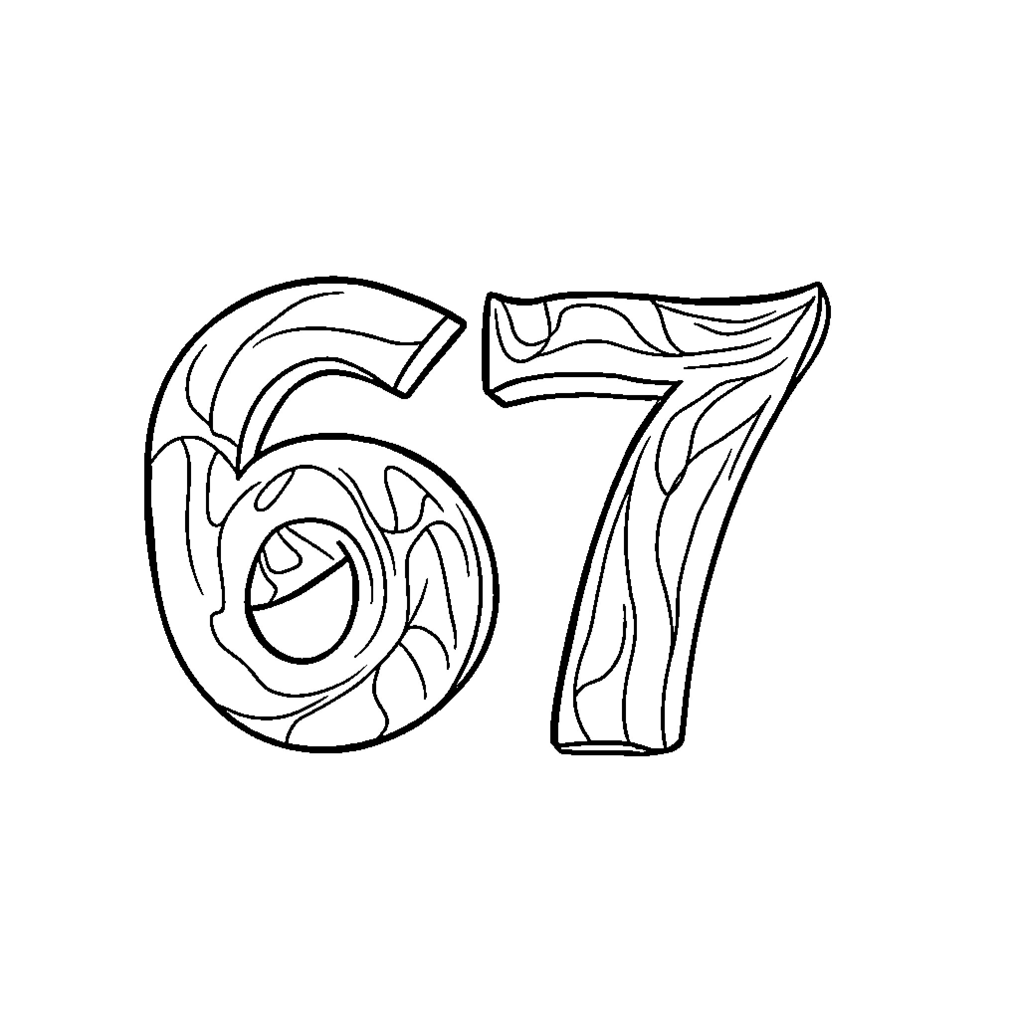 Numbers Displayed with Organic Designs Coloring Page (free black-and-white line drawing printable PDF for all, from beginners to advanced learners, including children, teens, adults, and seniors)