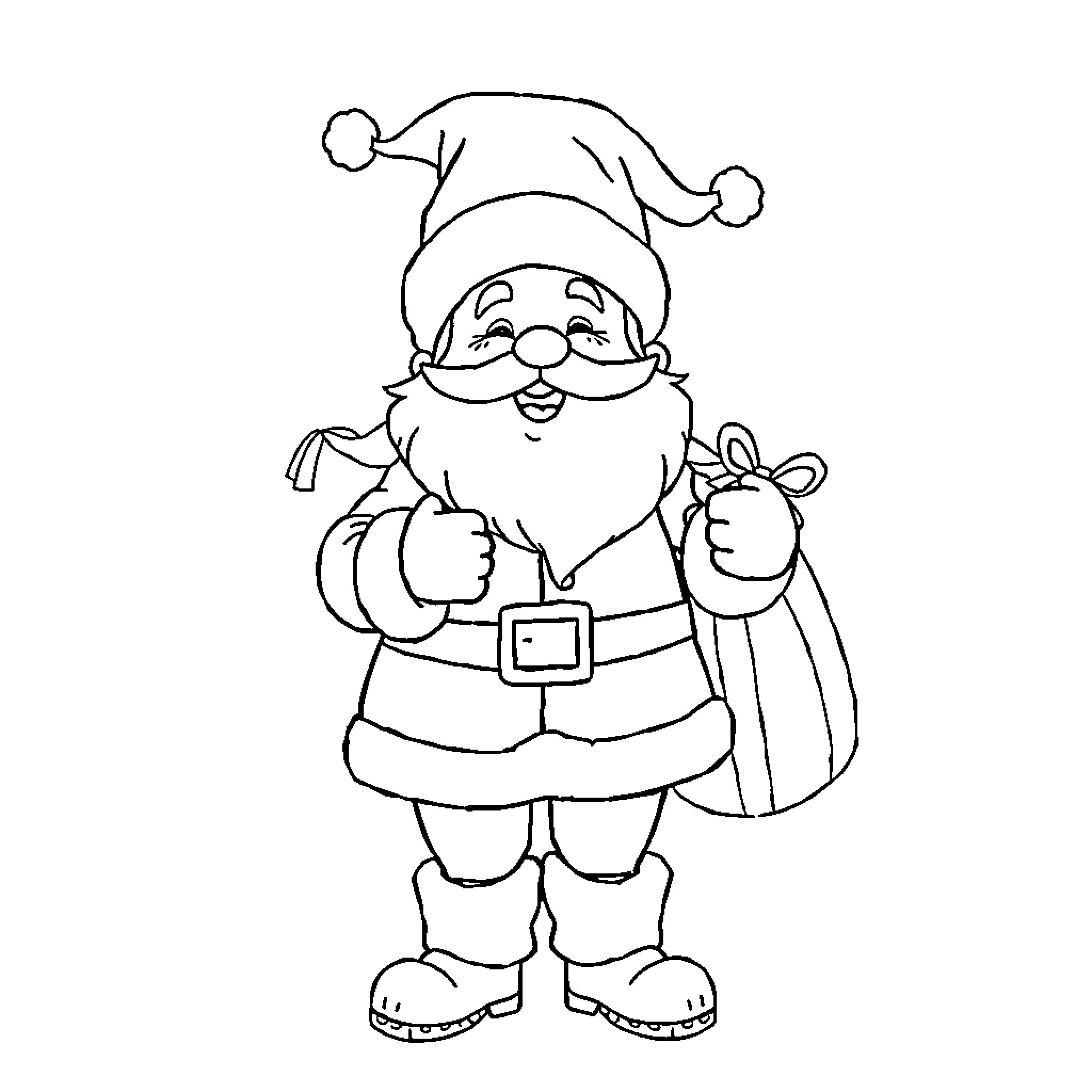 St Nicholas Joyfully Carrying Sack Coloring Page (free black-and-white line drawing printable PDF for all, from beginners to advanced learners, including children, teens, adults, and seniors)