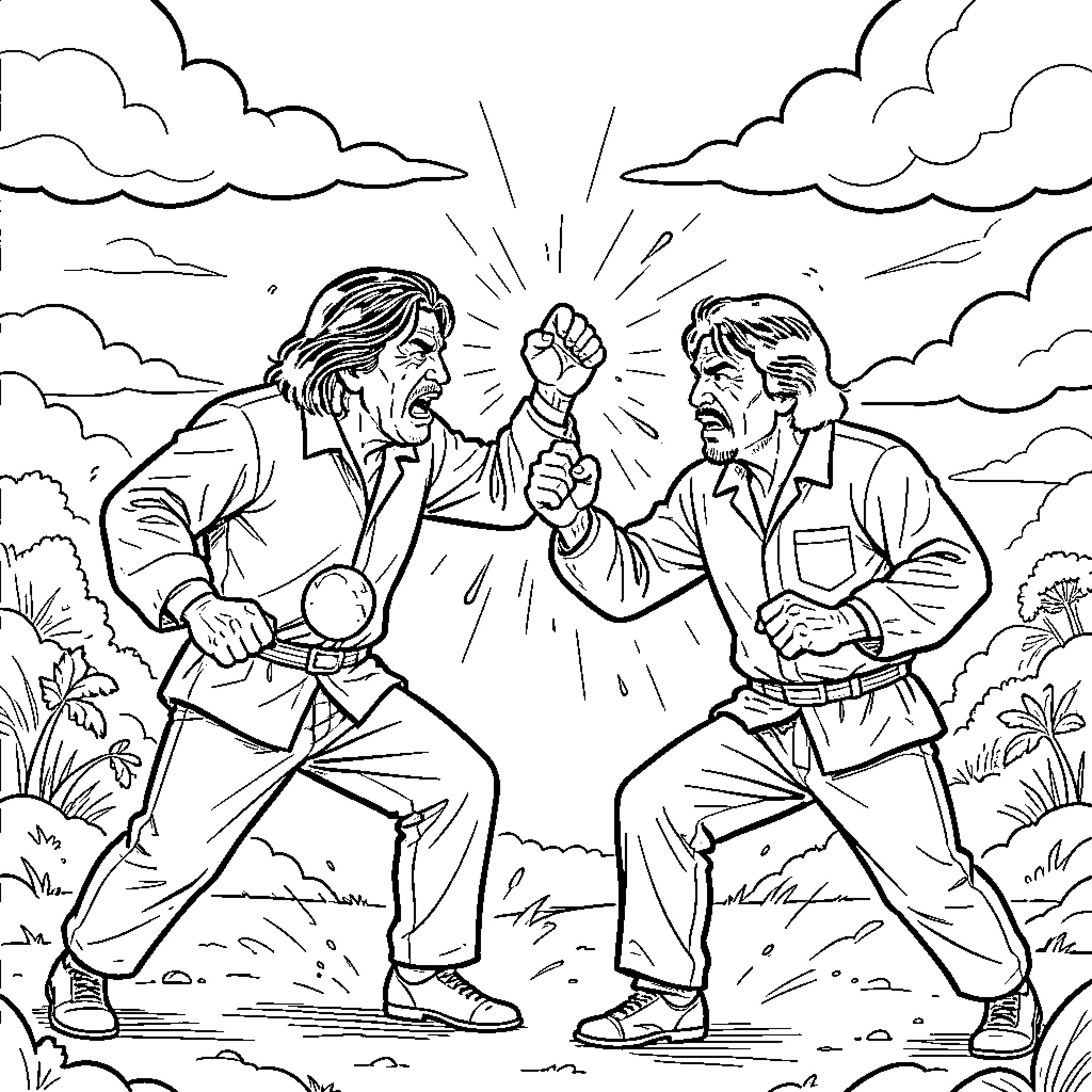 Evo Morales in a Confrontational Stance Coloring Page (free black-and-white line drawing printable PDF for all, from beginners to advanced learners, including children, teens, adults, and seniors)