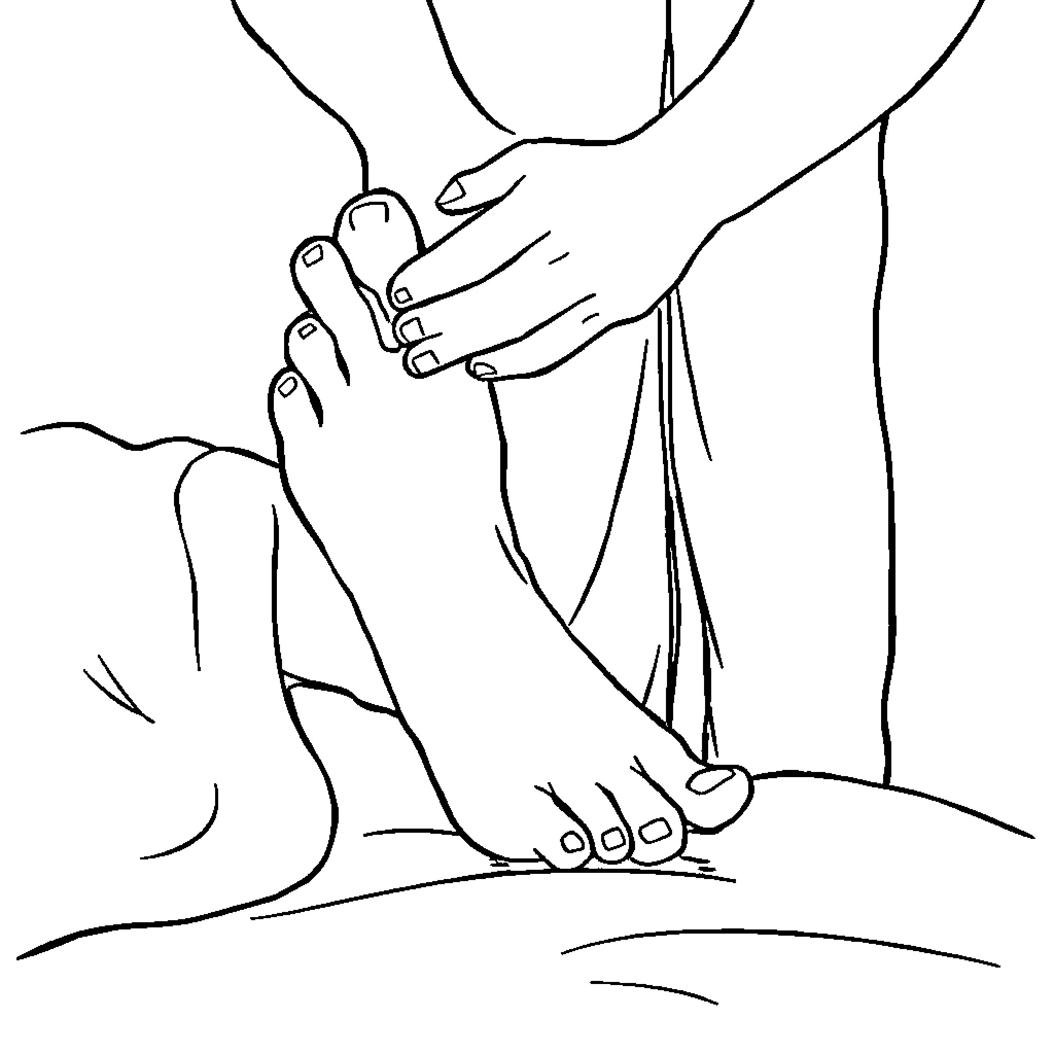 Foot massage in relaxing environment Coloring Page (free black-and-white line drawing printable PDF for all, from beginners to advanced learners, including children, teens, adults, and seniors)