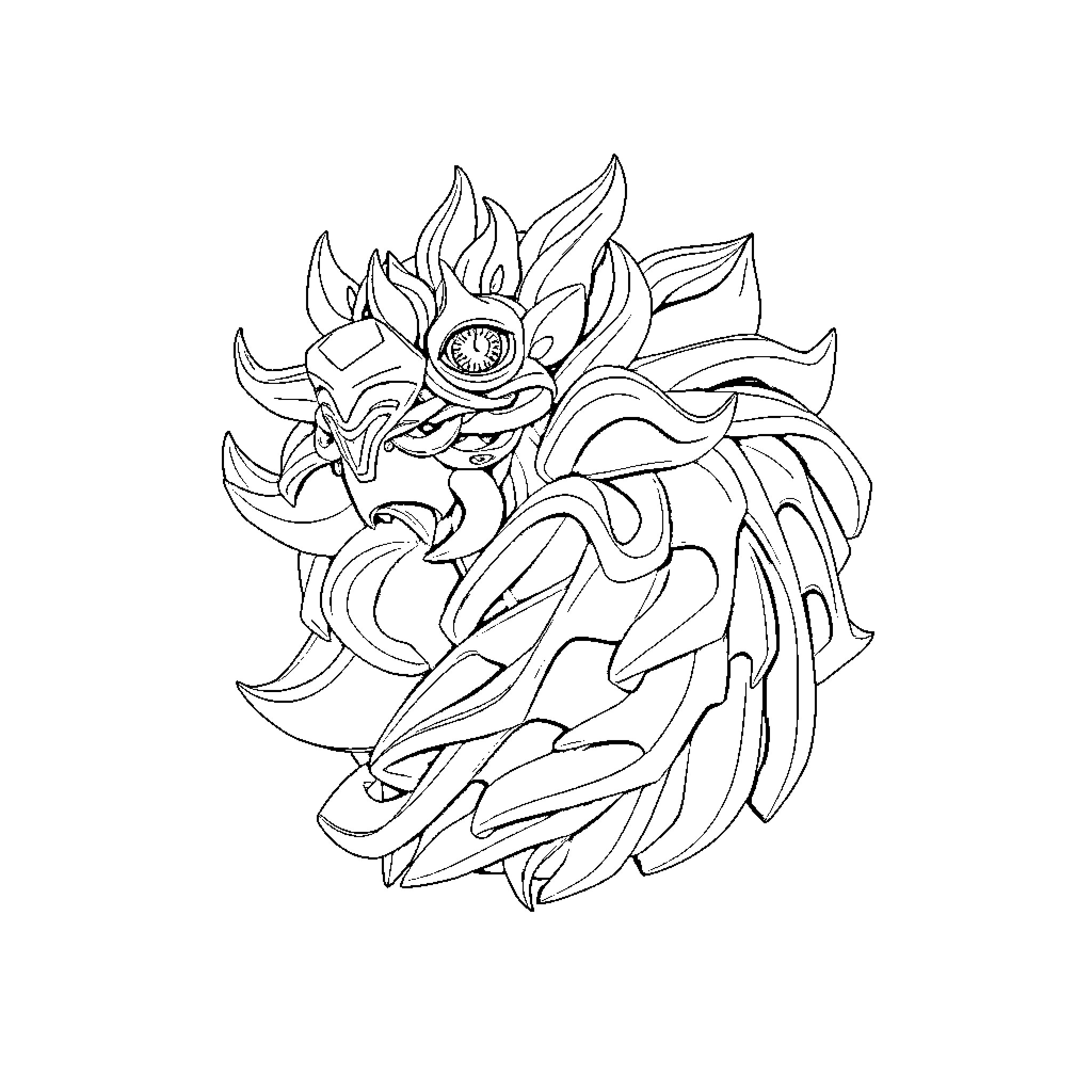 Cres Mythical Creature with Fantastical Features Coloring Page (free black-and-white line drawing printable PDF for all, from beginners to advanced learners, including children, teens, adults, and seniors)