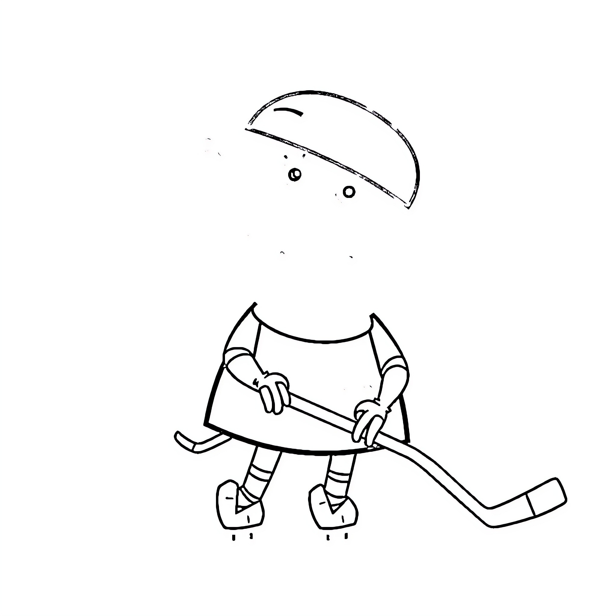 Peppa Pig playing hockey on the ice Coloring Page (free black-and-white line drawing printable PDF for all, from beginners to advanced learners, including children, teens, adults, and seniors)