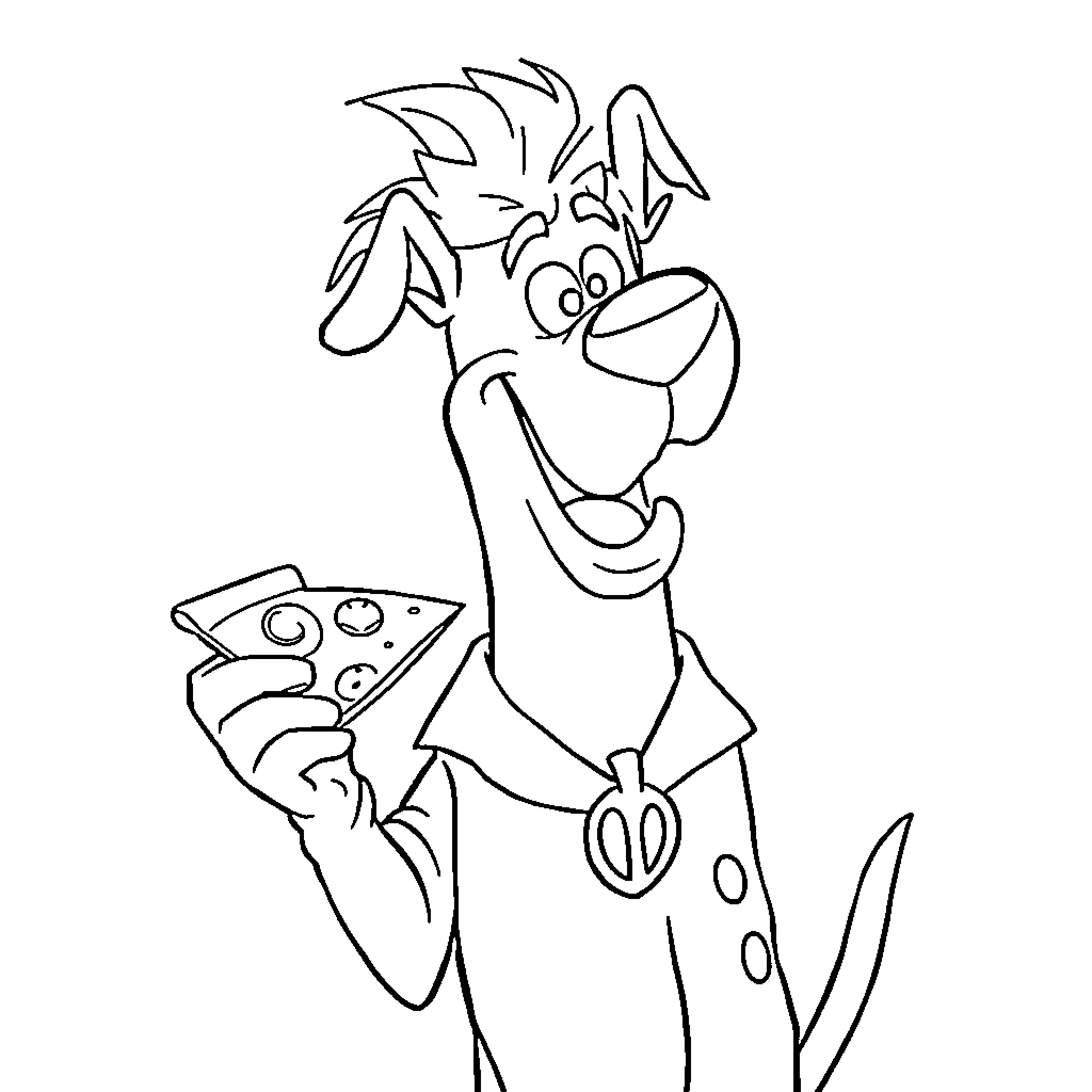 Scooby Doo holding a video game controller Coloring Page (free black-and-white line drawing printable PDF for all, from beginners to advanced learners, including children, teens, adults, and seniors)