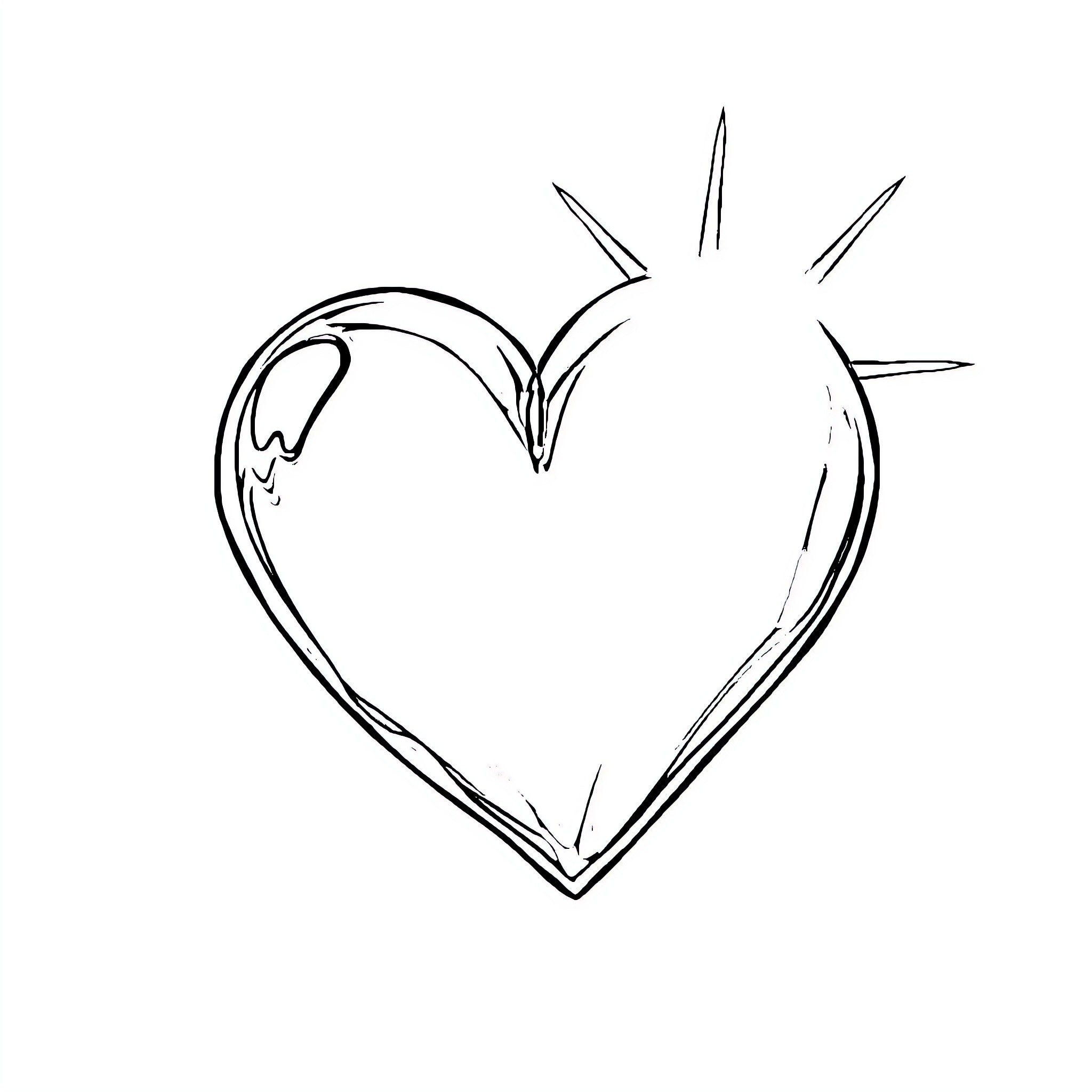 Heart filled with energy and vitality Coloring Page (free black-and-white line drawing printable PDF for all, from beginners to advanced learners, including children, teens, adults, and seniors)