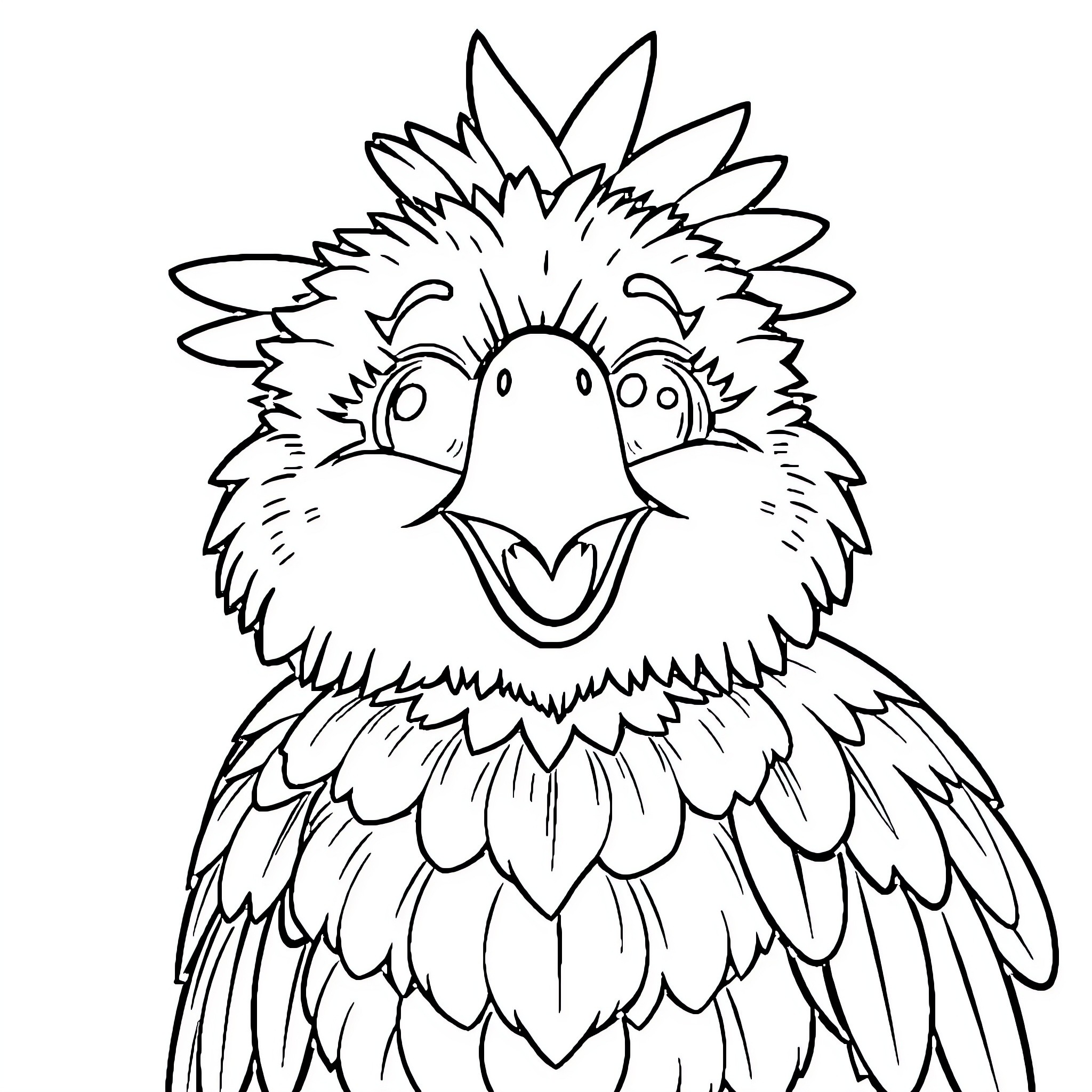 Labubu the Feathered Friend Coloring Page (free black-and-white line drawing printable PDF for all, from beginners to advanced learners, including children, teens, adults, and seniors)