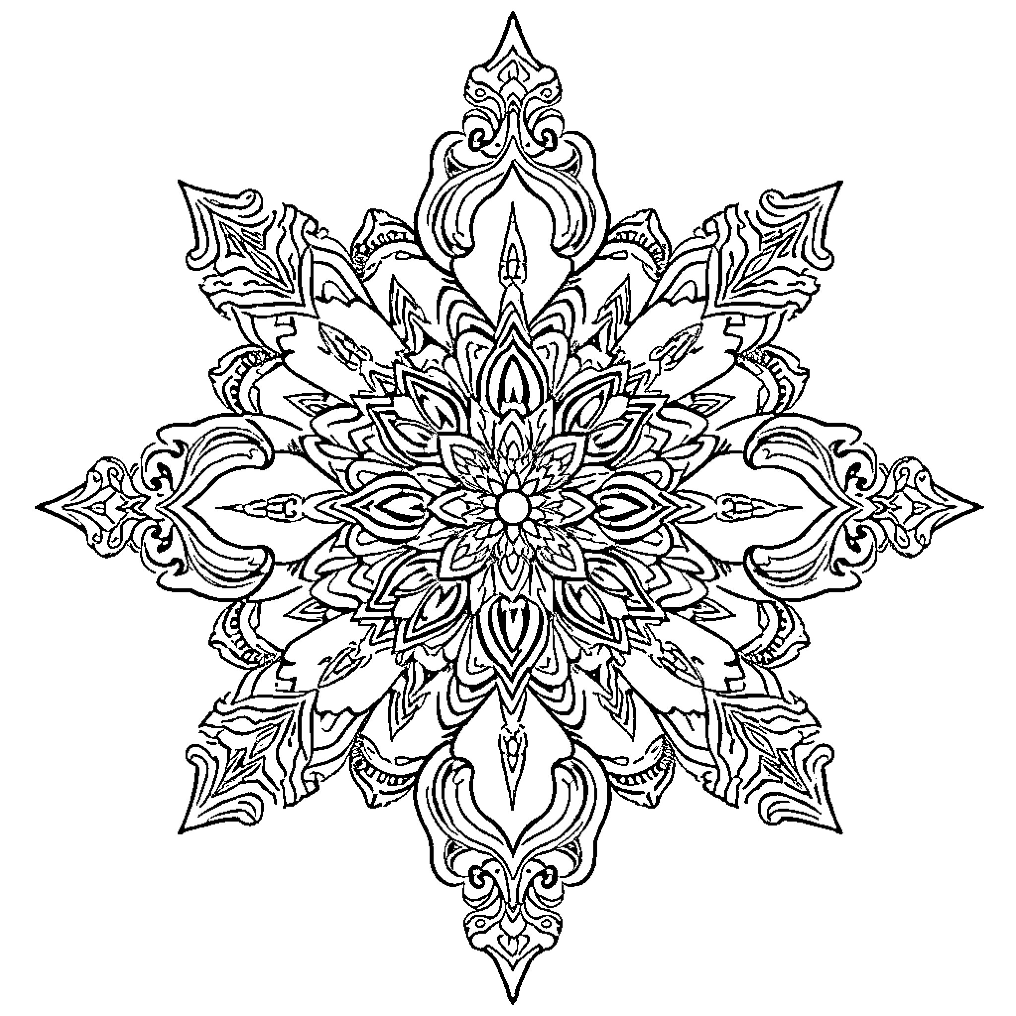 Vintage Intricate Mandala Design Coloring Page (free black-and-white line drawing printable PDF for all, from beginners to advanced learners, including children, teens, adults, and seniors)