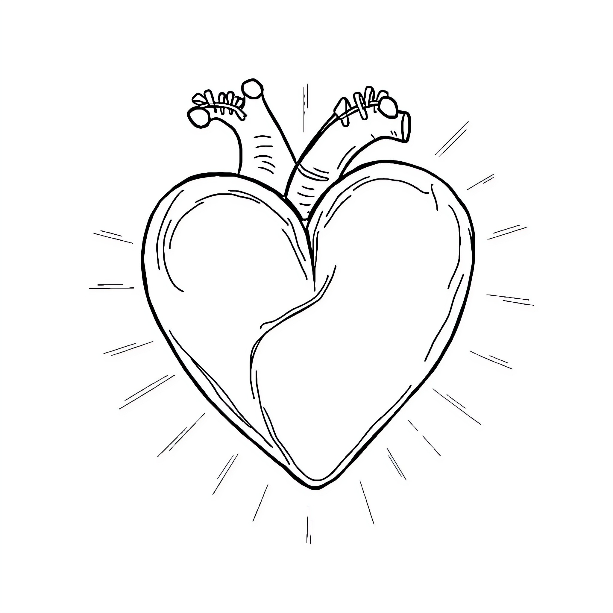 Heart of compassion and kindness Coloring Page (free black-and-white line drawing printable PDF for all, from beginners to advanced learners, including children, teens, adults, and seniors)