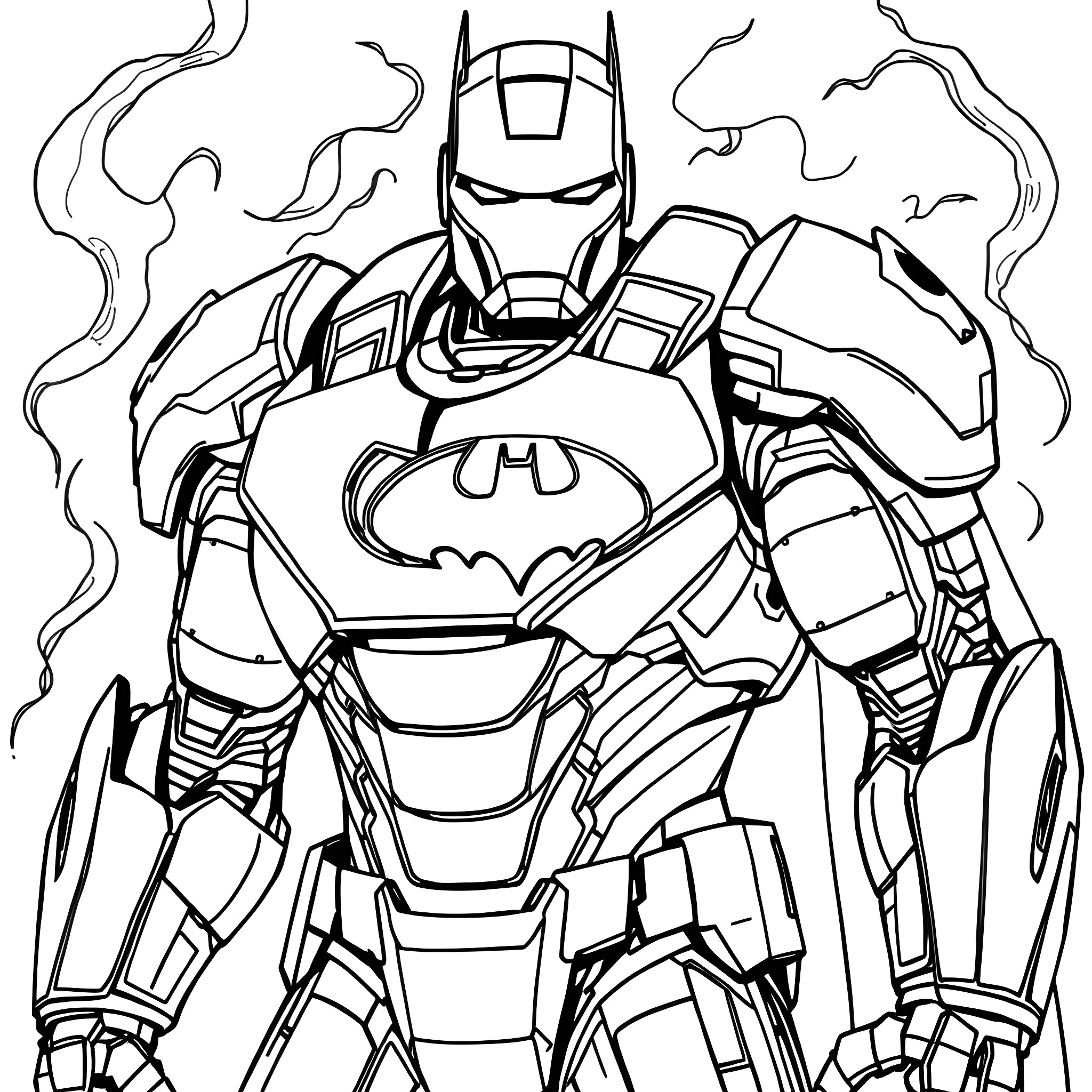 Ironman Leaping into Action with Heroic Flair Coloring Page (free black-and-white line drawing printable PDF for all, from beginners to advanced learners, including children, teens, adults, and seniors)