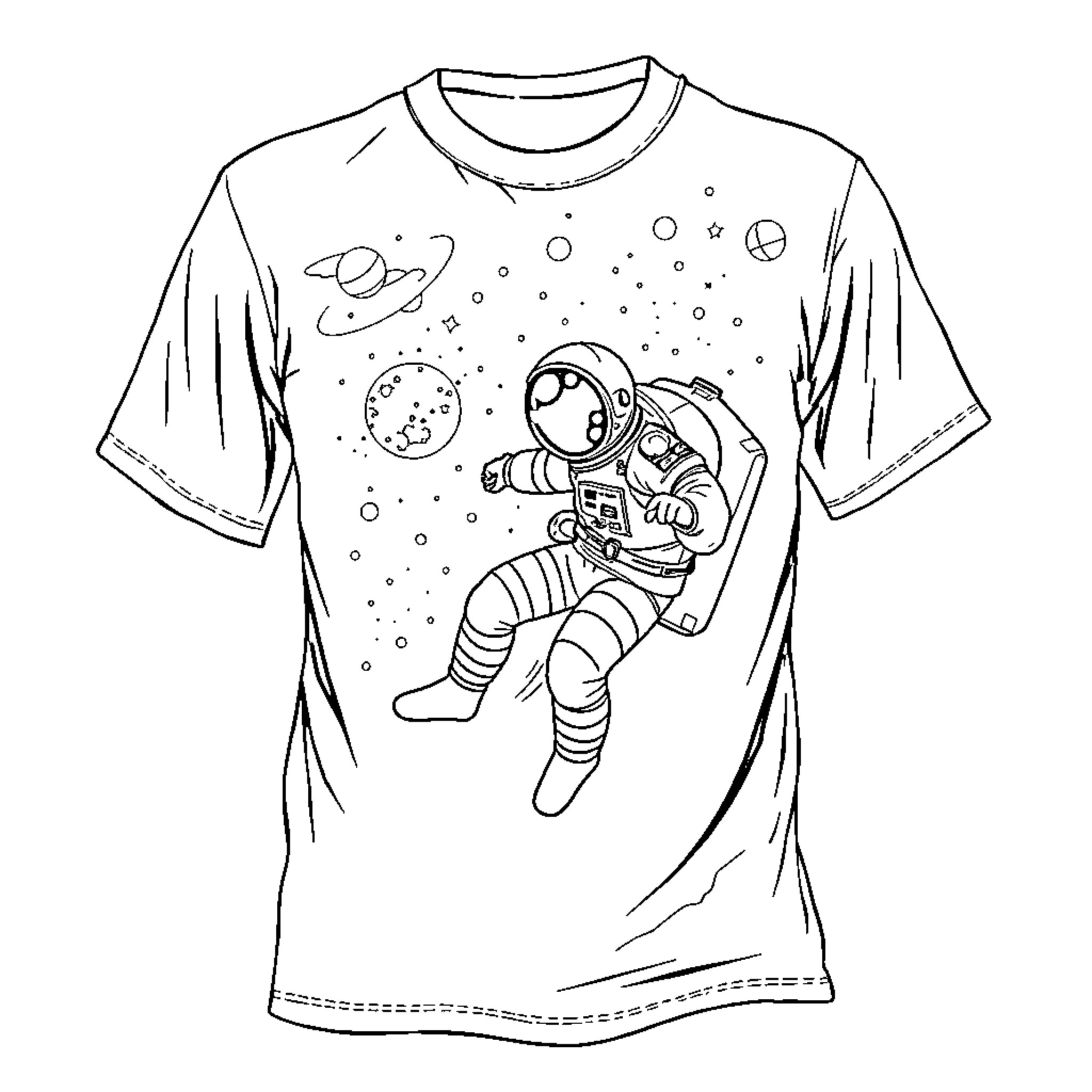 Astronaut exploring the wonders of space Coloring Page (free black-and-white line drawing printable PDF for all, from beginners to advanced learners, including children, teens, adults, and seniors)