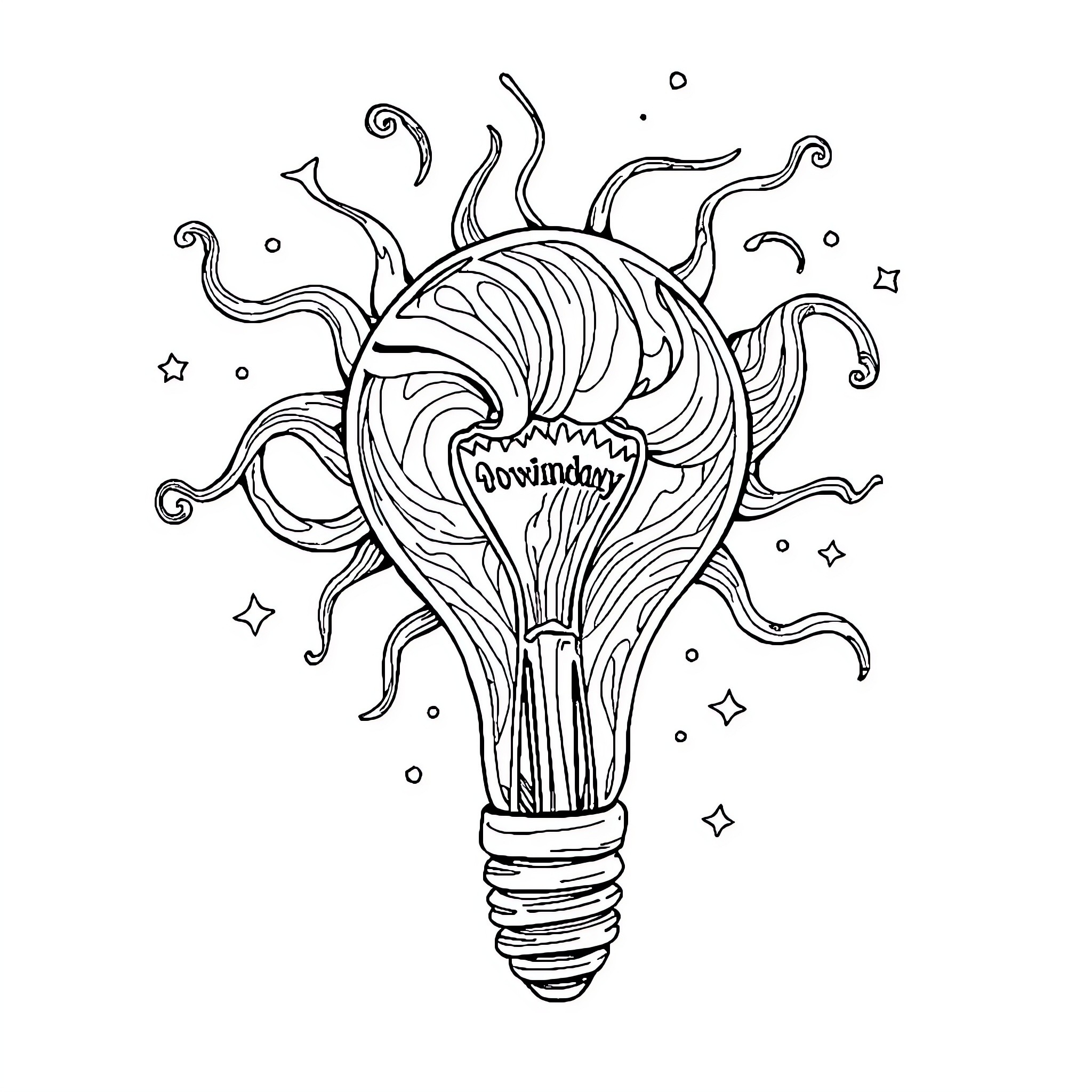 Book of Illuminating Ideas Coloring Page (free black-and-white line drawing printable PDF for all, from beginners to advanced learners, including children, teens, adults, and seniors)