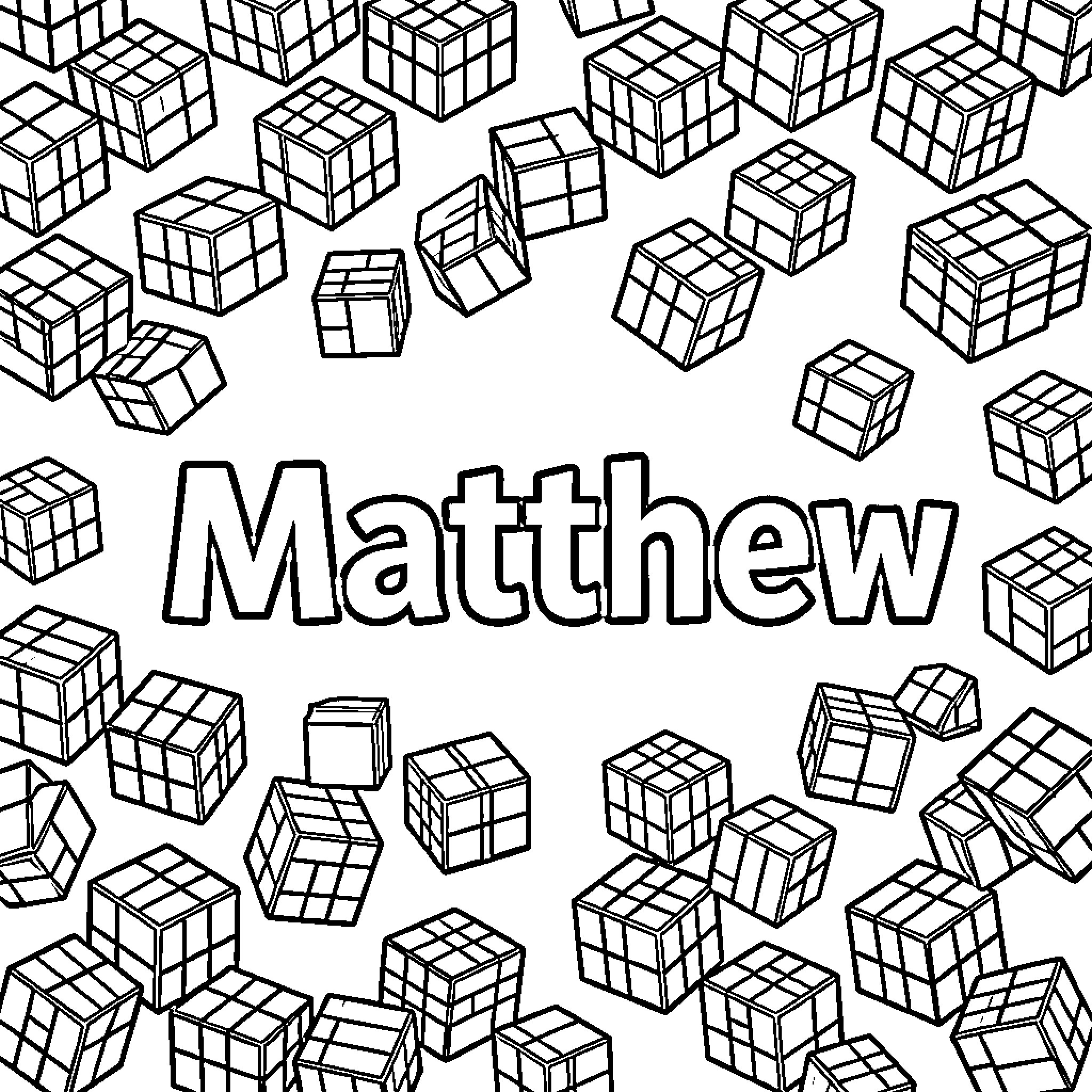 Matthew surrounded by many floating gift boxes Coloring Page (free black-and-white line drawing printable PDF for all, from beginners to advanced learners, including children, teens, adults, and seniors)