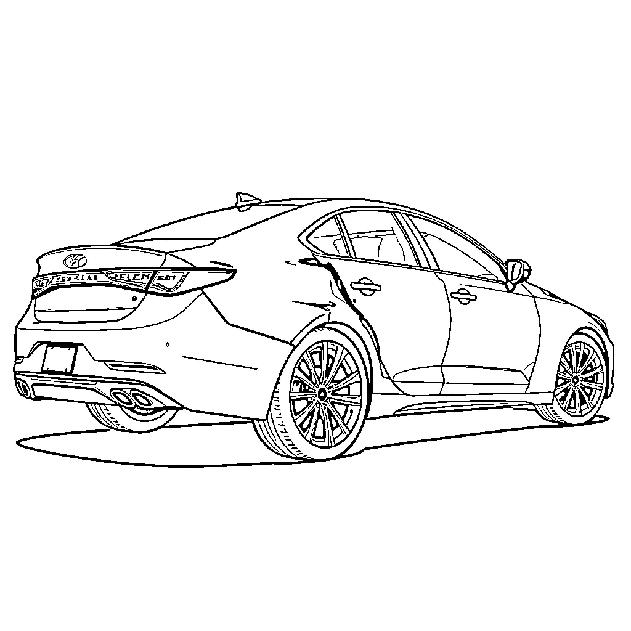 Genesis G70 sedan in sleek sports design Coloring Page (free black-and-white line drawing printable PDF for all, from beginners to advanced learners, including children, teens, adults, and seniors)
