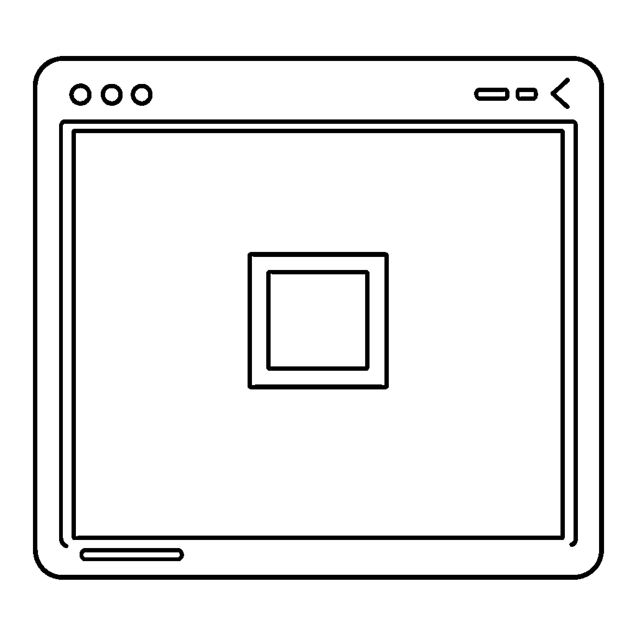 Pixel outline of a digital window interface Coloring Page (free black-and-white line drawing printable PDF for all, from beginners to advanced learners, including children, teens, adults, and seniors)