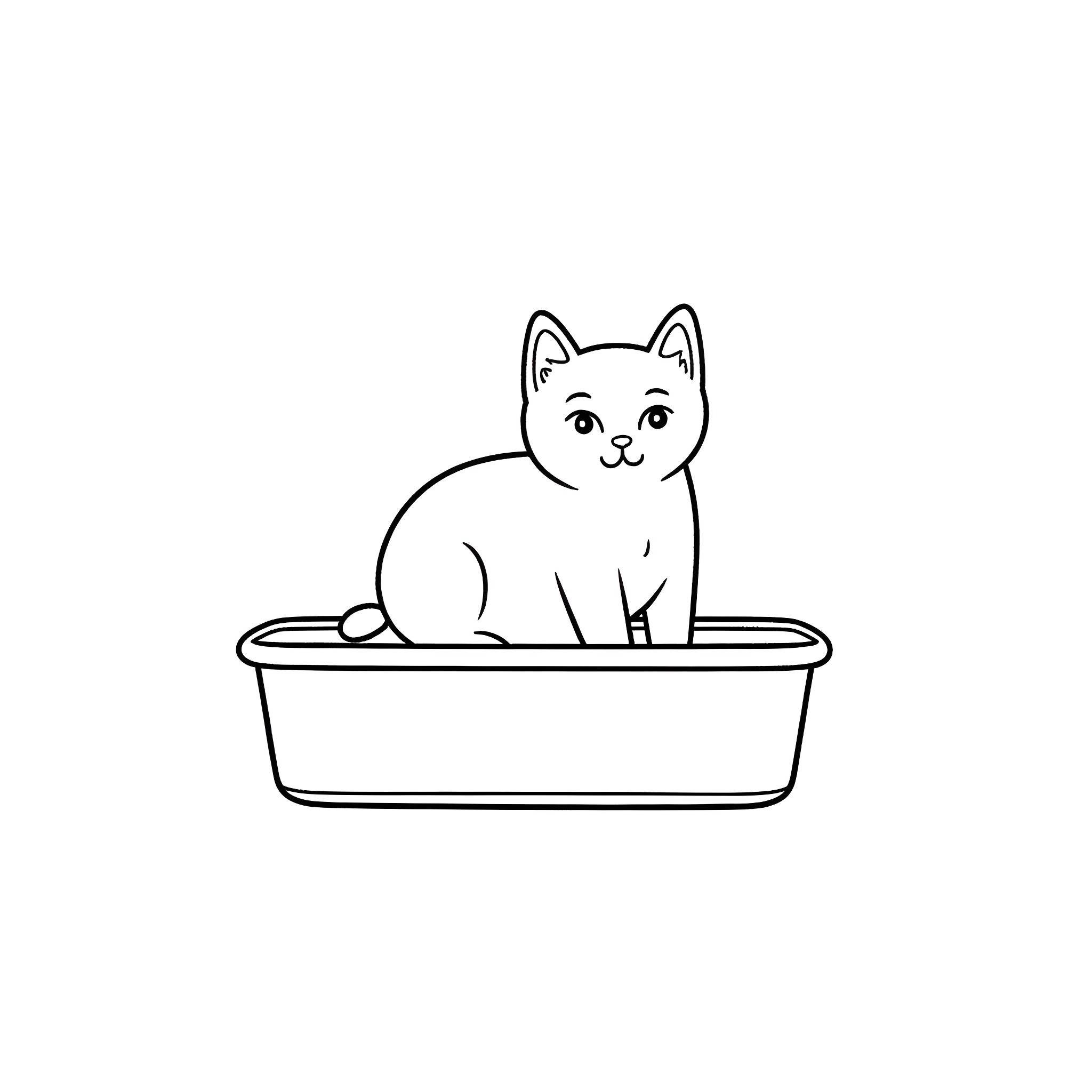 Asiamata: Playful Kitten in a Cozy Bed Coloring Page (free black-and-white line drawing printable PDF for all, from beginners to advanced learners, including children, teens, adults, and seniors)