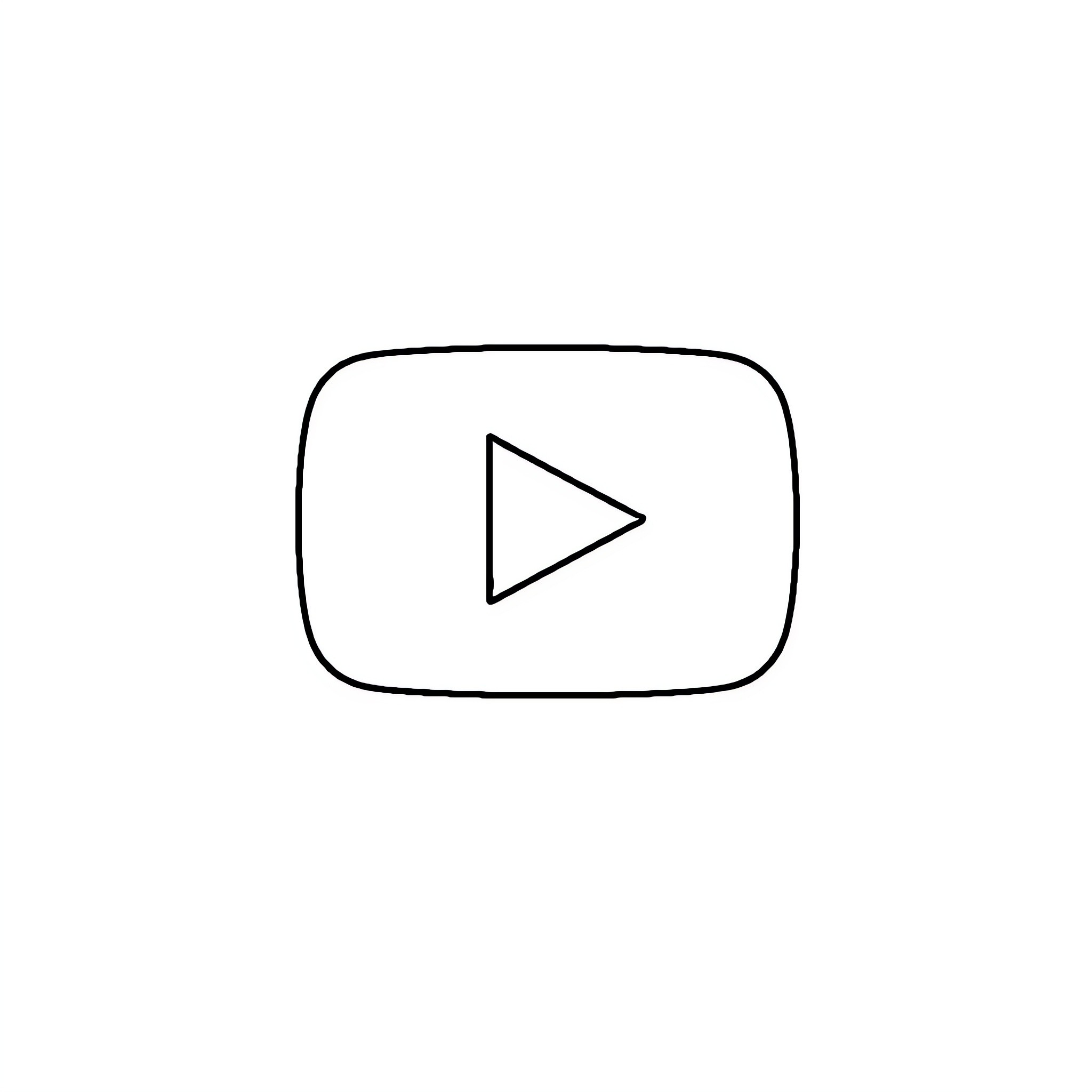 YouTube video player icon Coloring Page (free black-and-white line drawing printable PDF for all, from beginners to advanced learners, including children, teens, adults, and seniors)