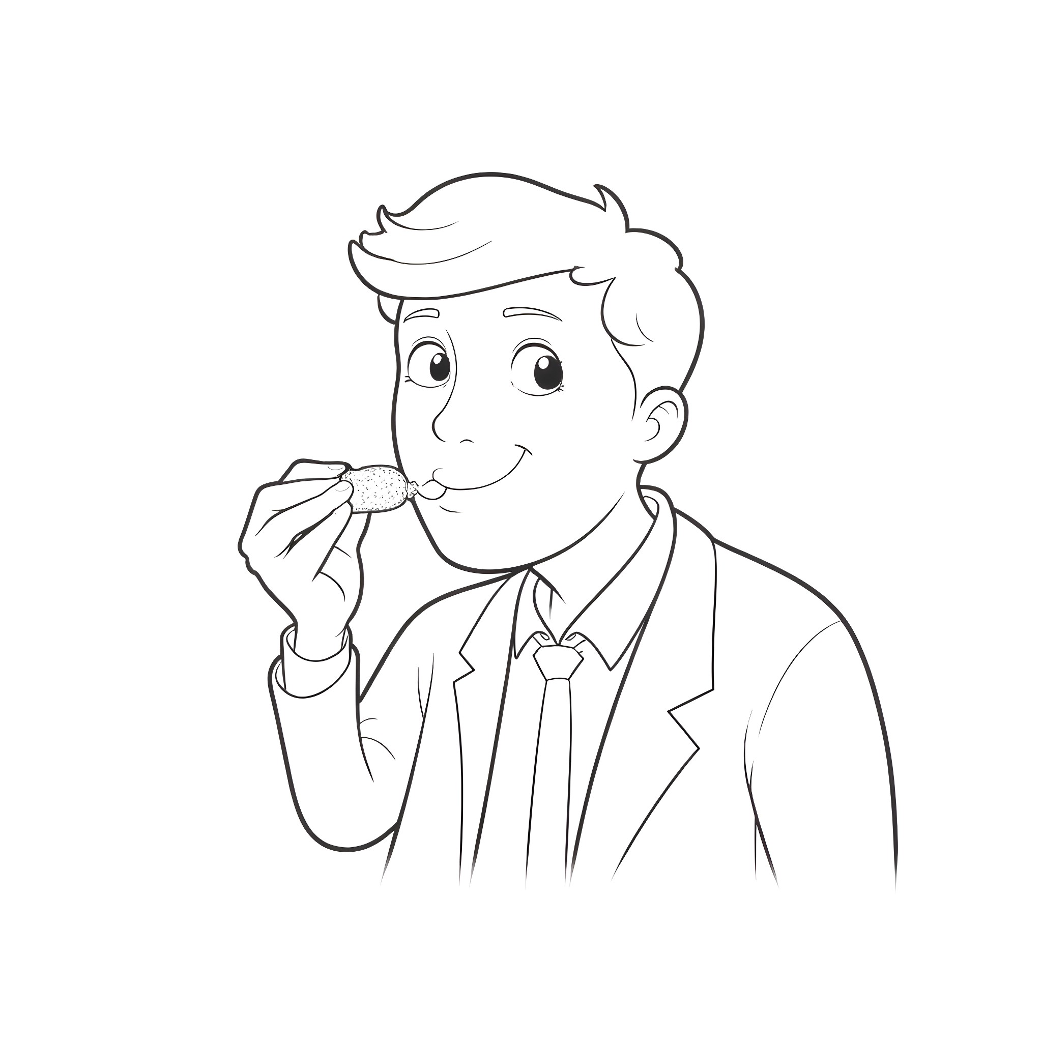 Trump making a gesture while wearing a suit Coloring Page (free black-and-white line drawing printable PDF for all, from beginners to advanced learners, including children, teens, adults, and seniors)