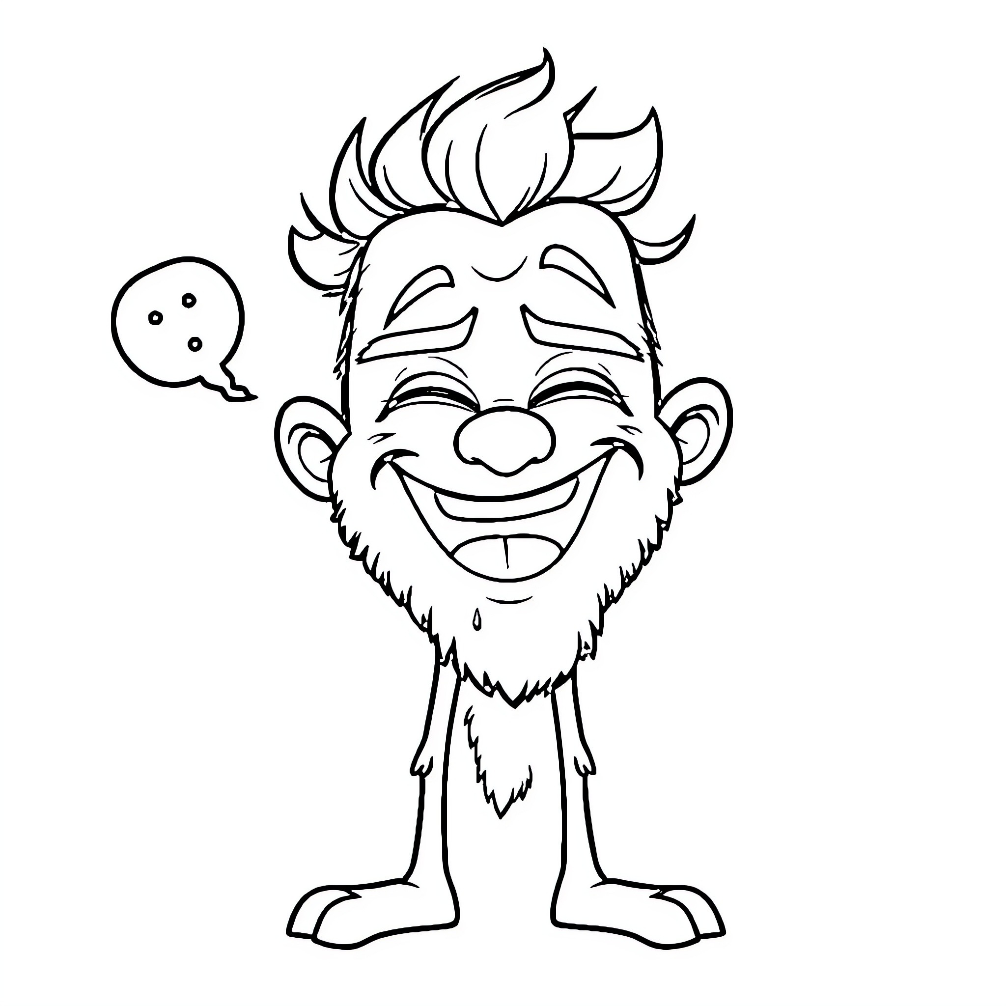 Funneh character with silly expression and speech bubble Coloring Page (free black-and-white line drawing printable PDF for all, from beginners to advanced learners, including children, teens, adults, and seniors)