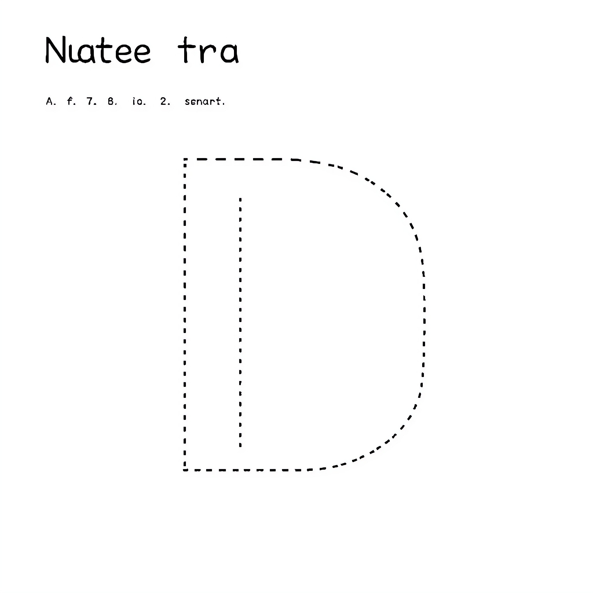 Letter D Tracing Practice Coloring Page (free black-and-white line drawing printable PDF for all, from beginners to advanced learners, including children, teens, adults, and seniors)