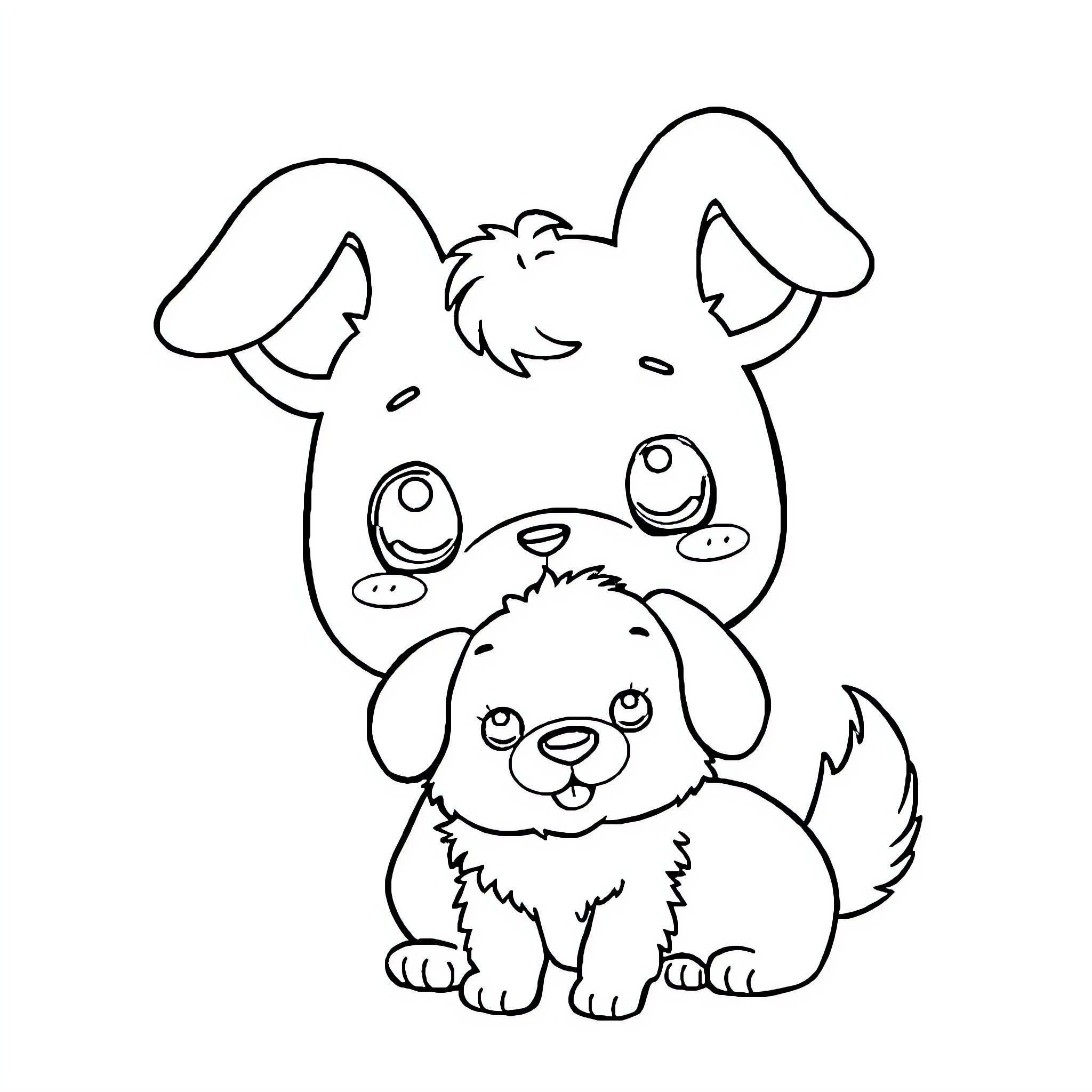 Cinnamoroll and cute puppy friends Coloring Page (free black-and-white line drawing printable PDF for all, from beginners to advanced learners, including children, teens, adults, and seniors)