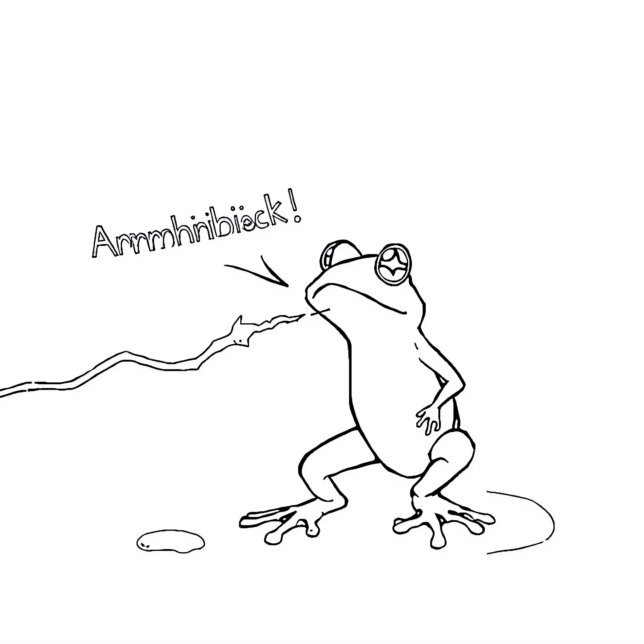 Frog making a surprised expression Coloring Page (free black-and-white line drawing printable PDF for all, from beginners to advanced learners, including children, teens, adults, and seniors)