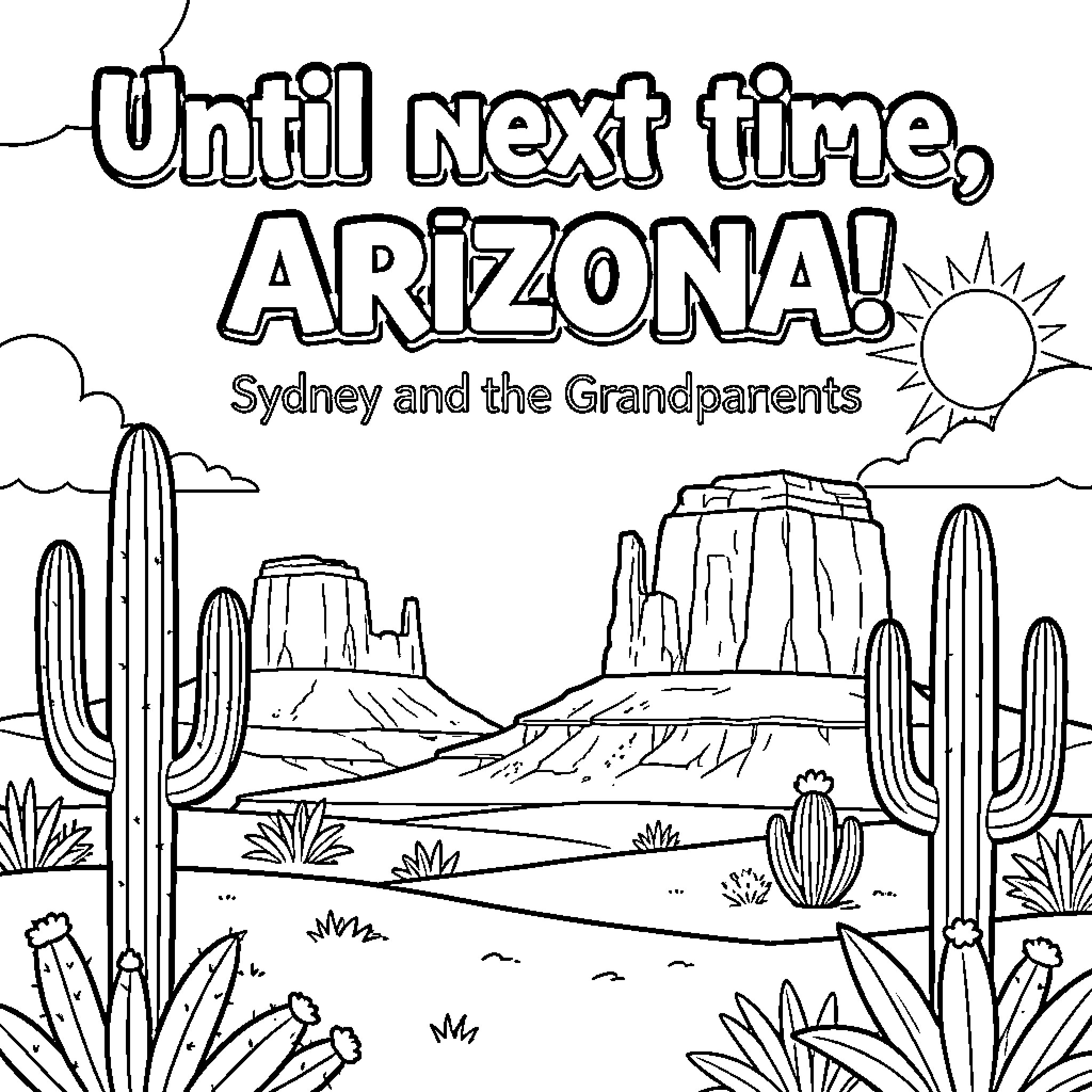 Arizona trip with the grandparents Coloring Page (free black-and-white line drawing printable PDF for all, from beginners to advanced learners, including children, teens, adults, and seniors)
