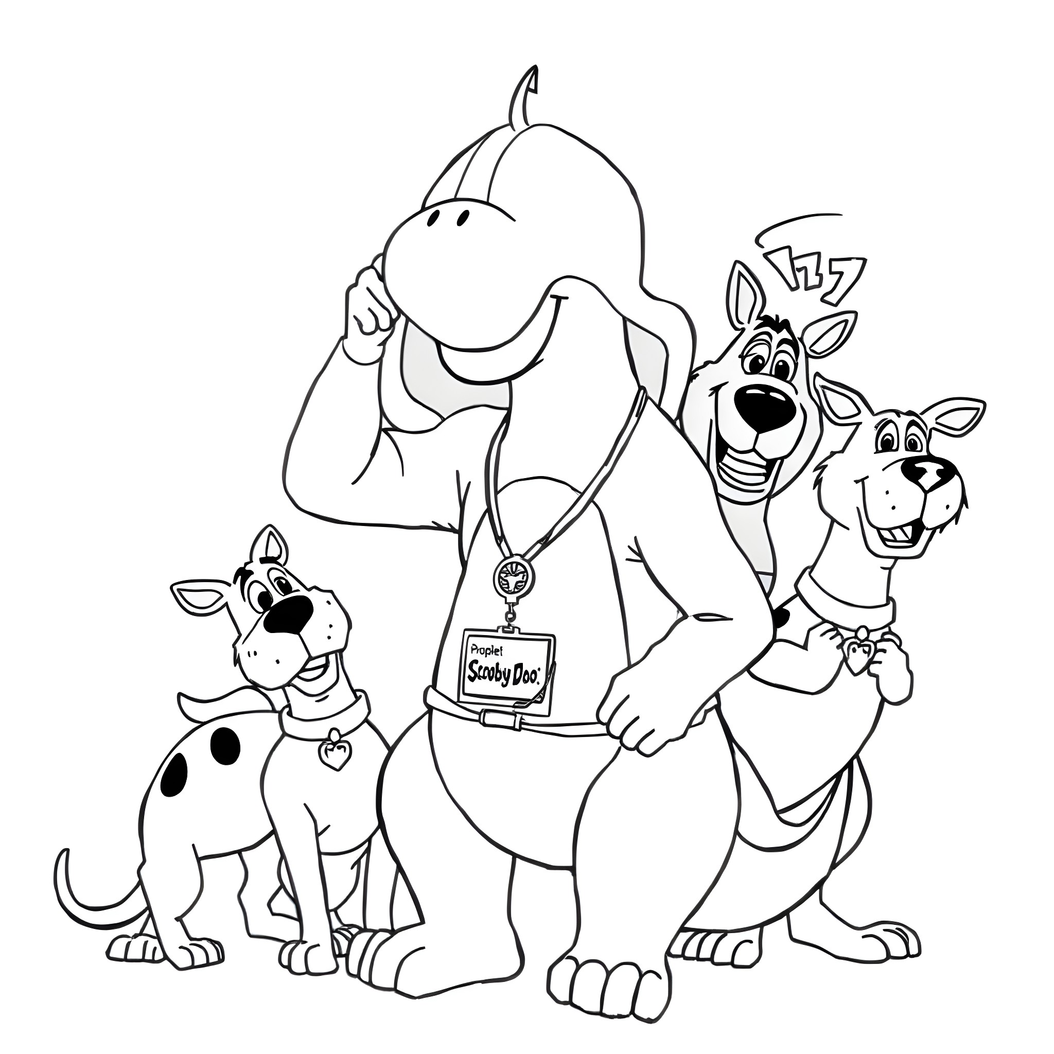 Joseph Smith and His Cartoon Animal Companions Coloring Page (free black-and-white line drawing printable PDF for all, from beginners to advanced learners, including children, teens, adults, and seniors)