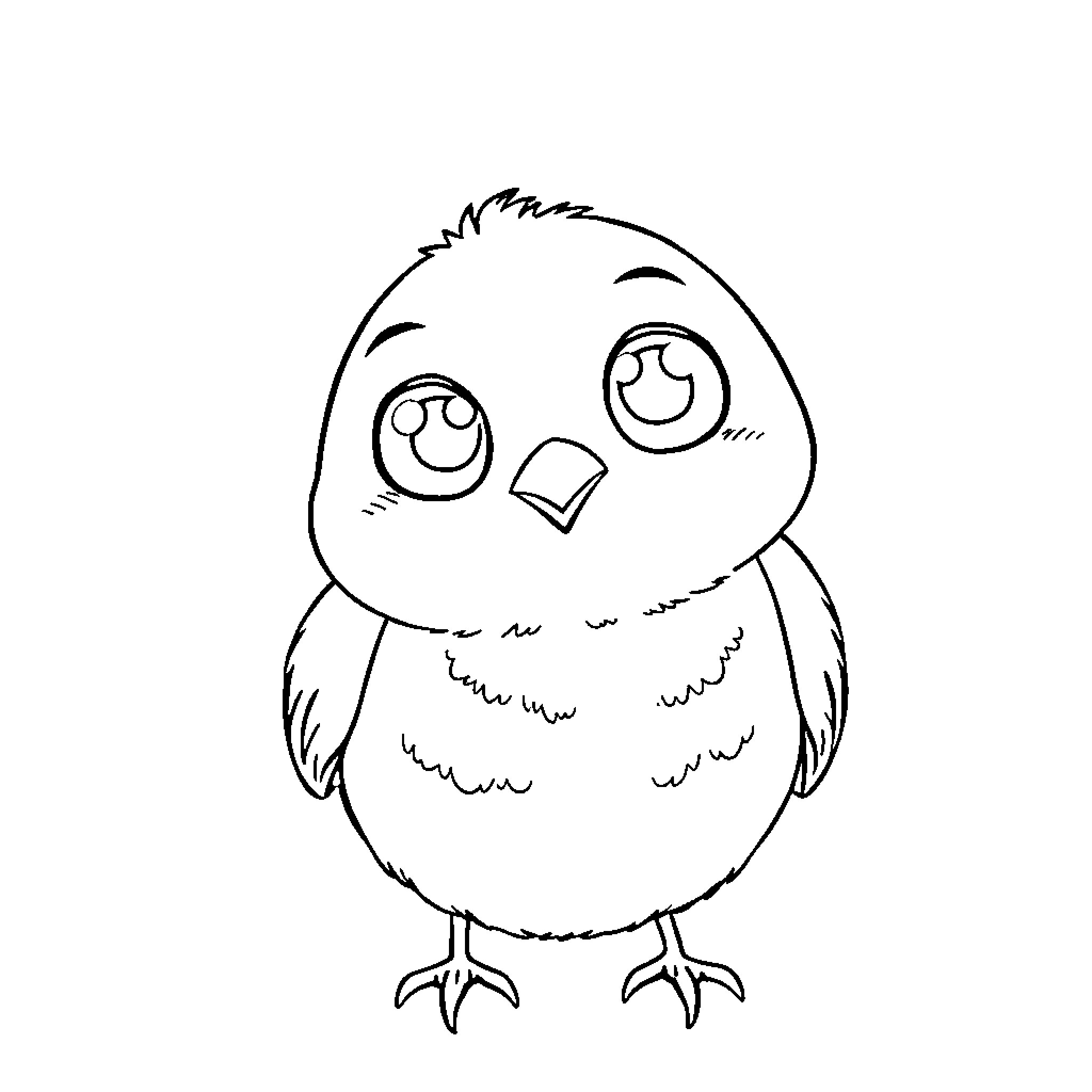 Pito the Cheerful Chick Coloring Page (free black-and-white line drawing printable PDF for all, from beginners to advanced learners, including children, teens, adults, and seniors)