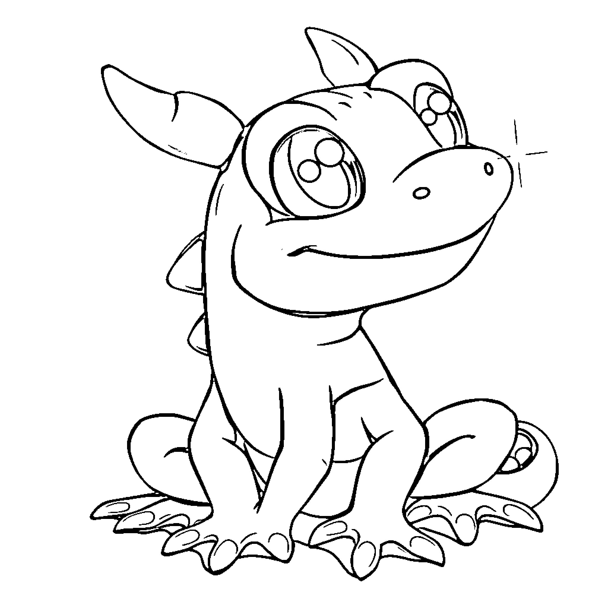 Frog with a happy expression Coloring Page (free black-and-white line drawing printable PDF for all, from beginners to advanced learners, including children, teens, adults, and seniors)