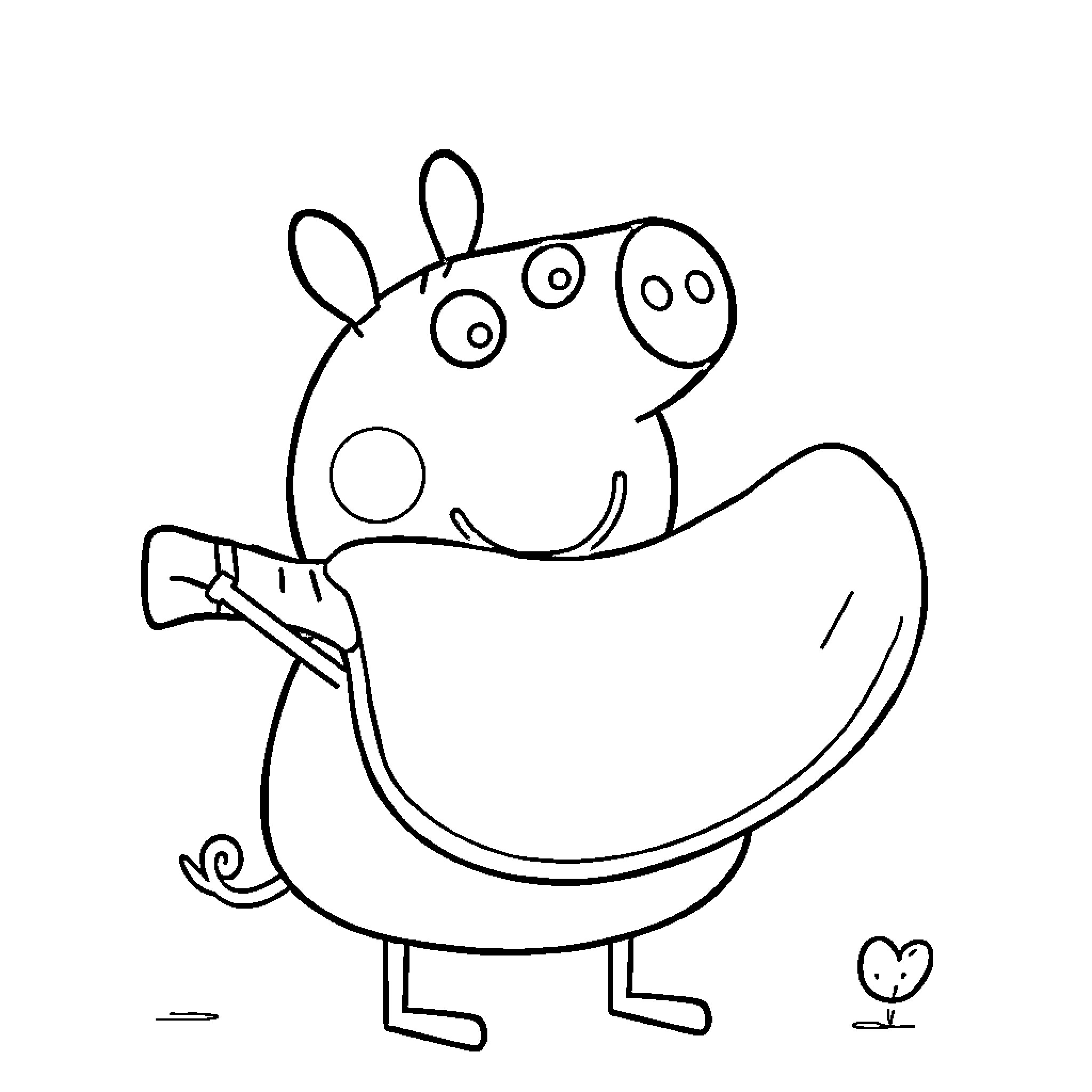 Peppa Pig enjoying a stroll with a friend Coloring Page (free black-and-white line drawing printable PDF for all, from beginners to advanced learners, including children, teens, adults, and seniors)