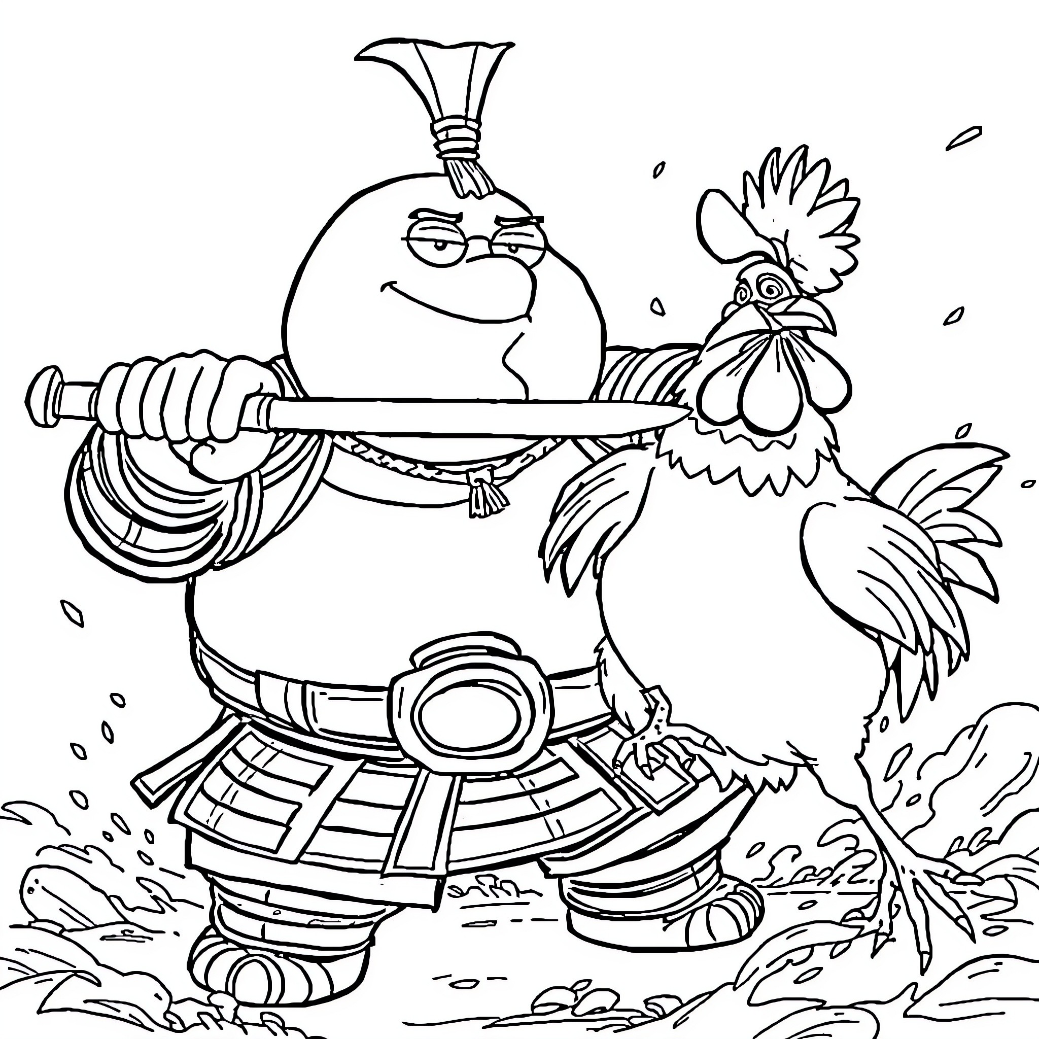 Peter Griffin as a cartoon character in action Coloring Page (free black-and-white line drawing printable PDF for all, from beginners to advanced learners, including children, teens, adults, and seniors)