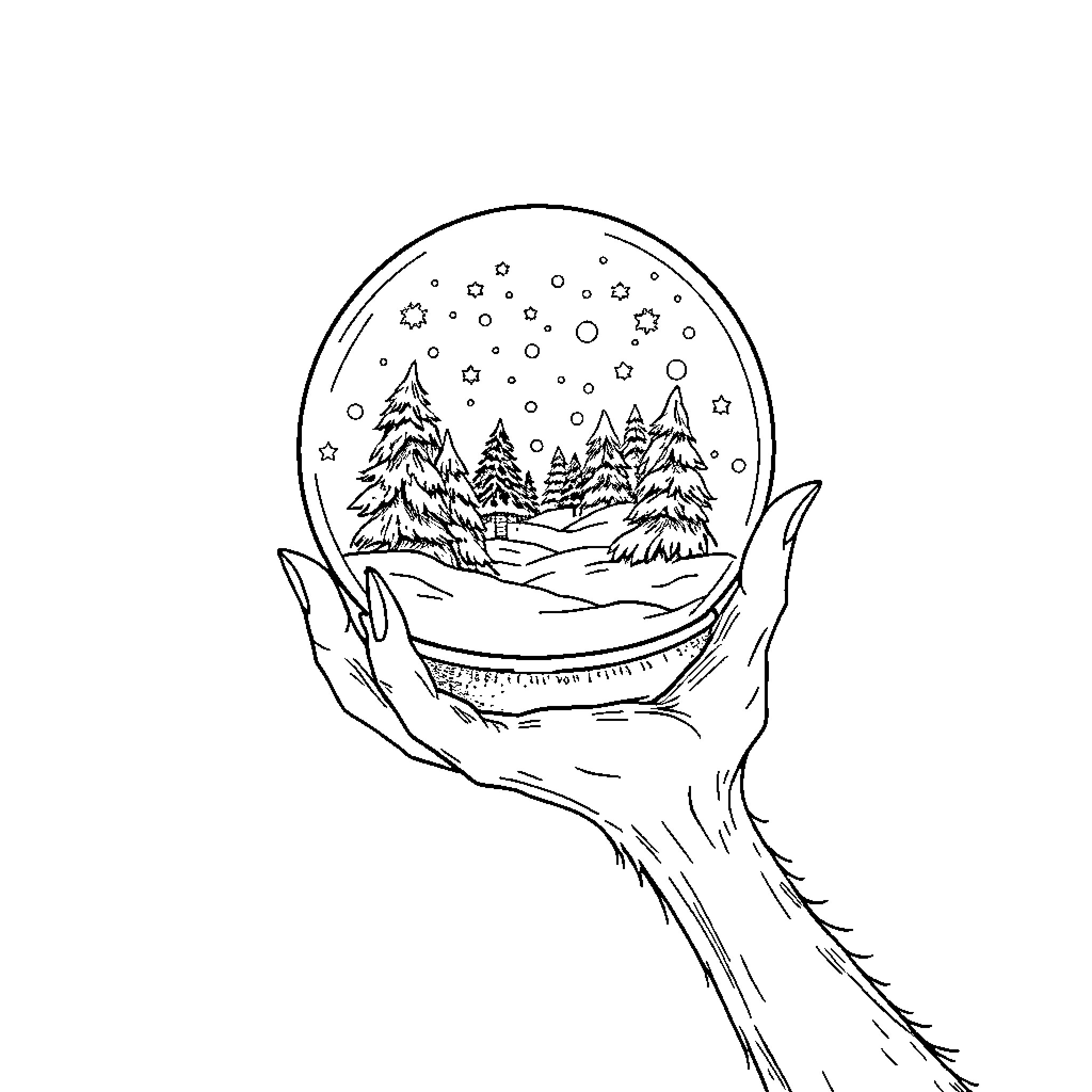 Grinch's Snowy Winter Wonderland Coloring Page (free black-and-white line drawing printable PDF for all, from beginners to advanced learners, including children, teens, adults, and seniors)