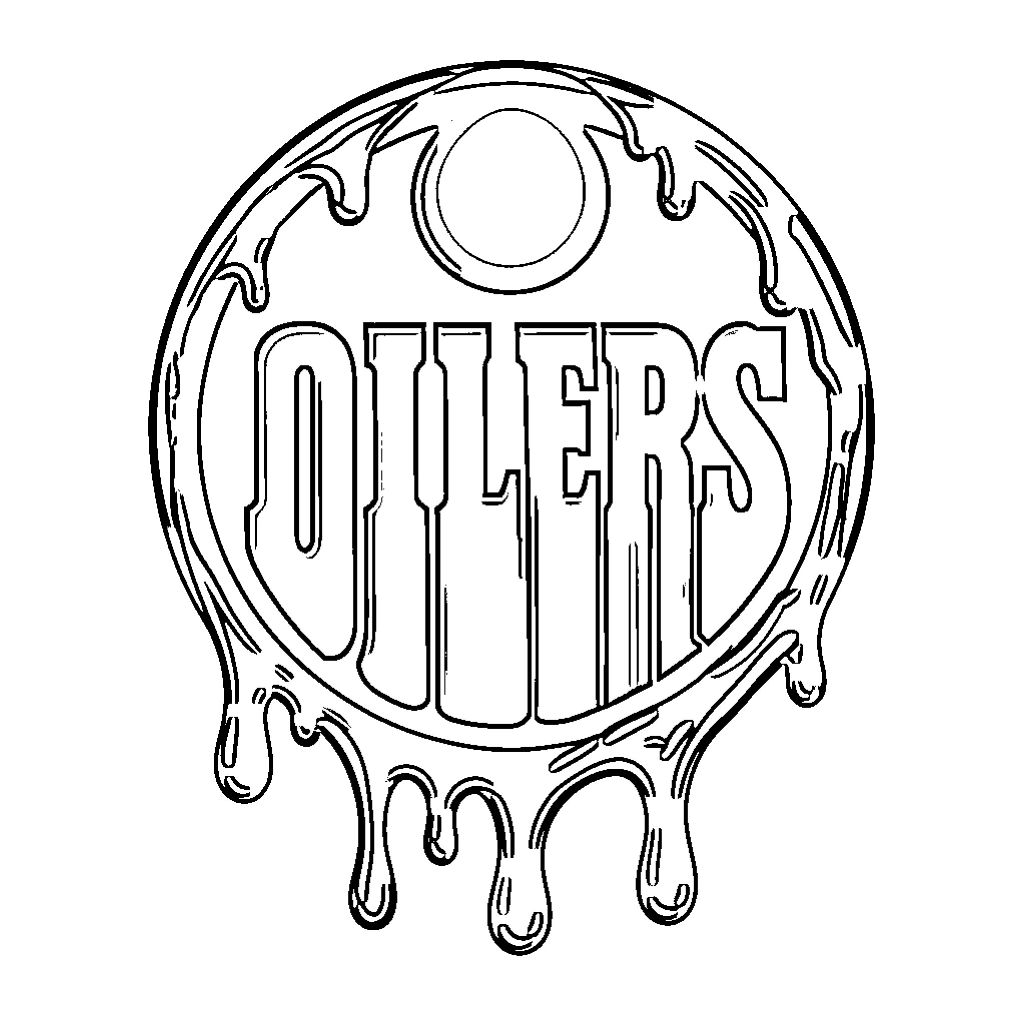Oilers Hockey Team Logo Coloring Page (free black-and-white line drawing printable PDF for all, from beginners to advanced learners, including children, teens, adults, and seniors)
