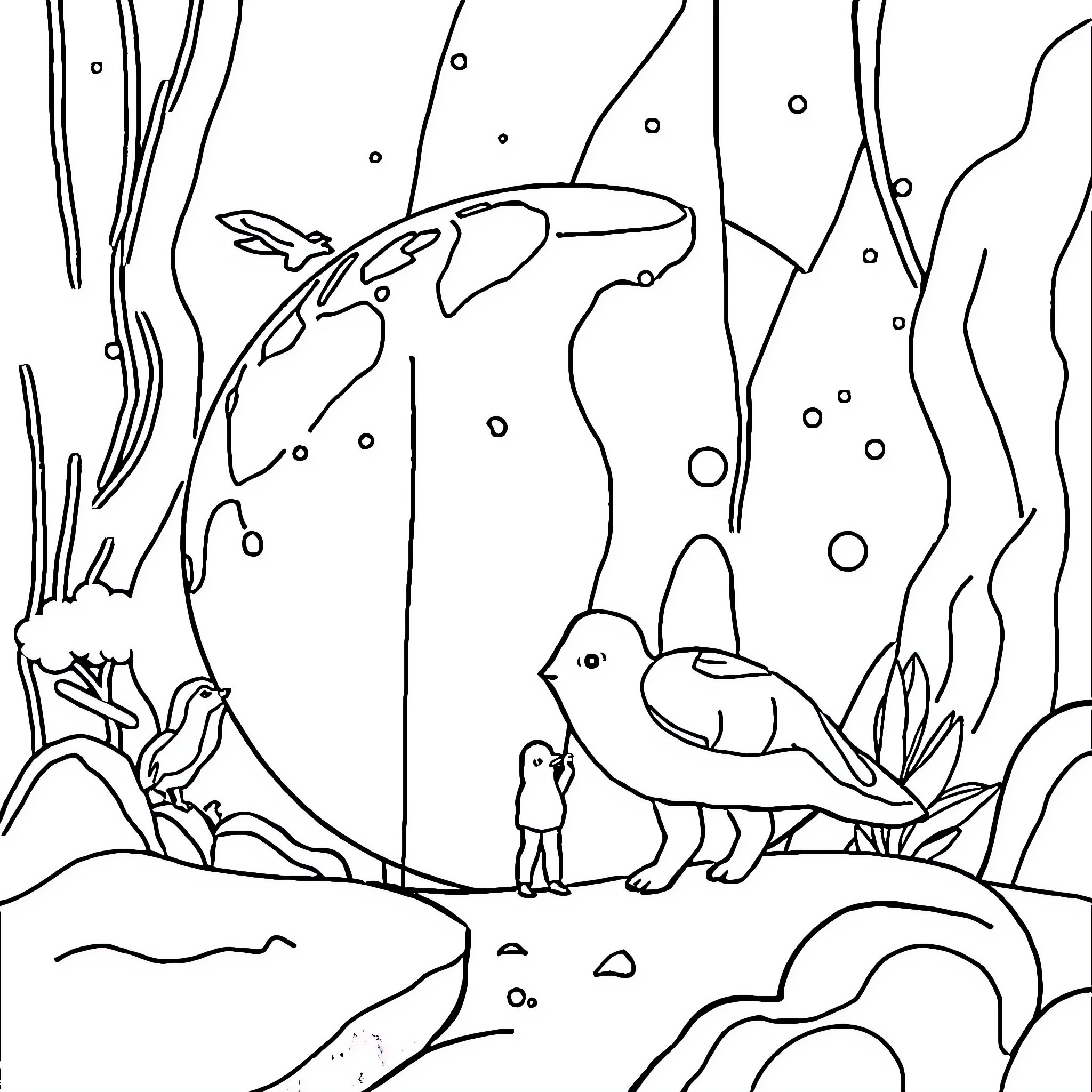 Anything underwater with marine creatures Coloring Page (free black-and-white line drawing printable PDF for all, from beginners to advanced learners, including children, teens, adults, and seniors)